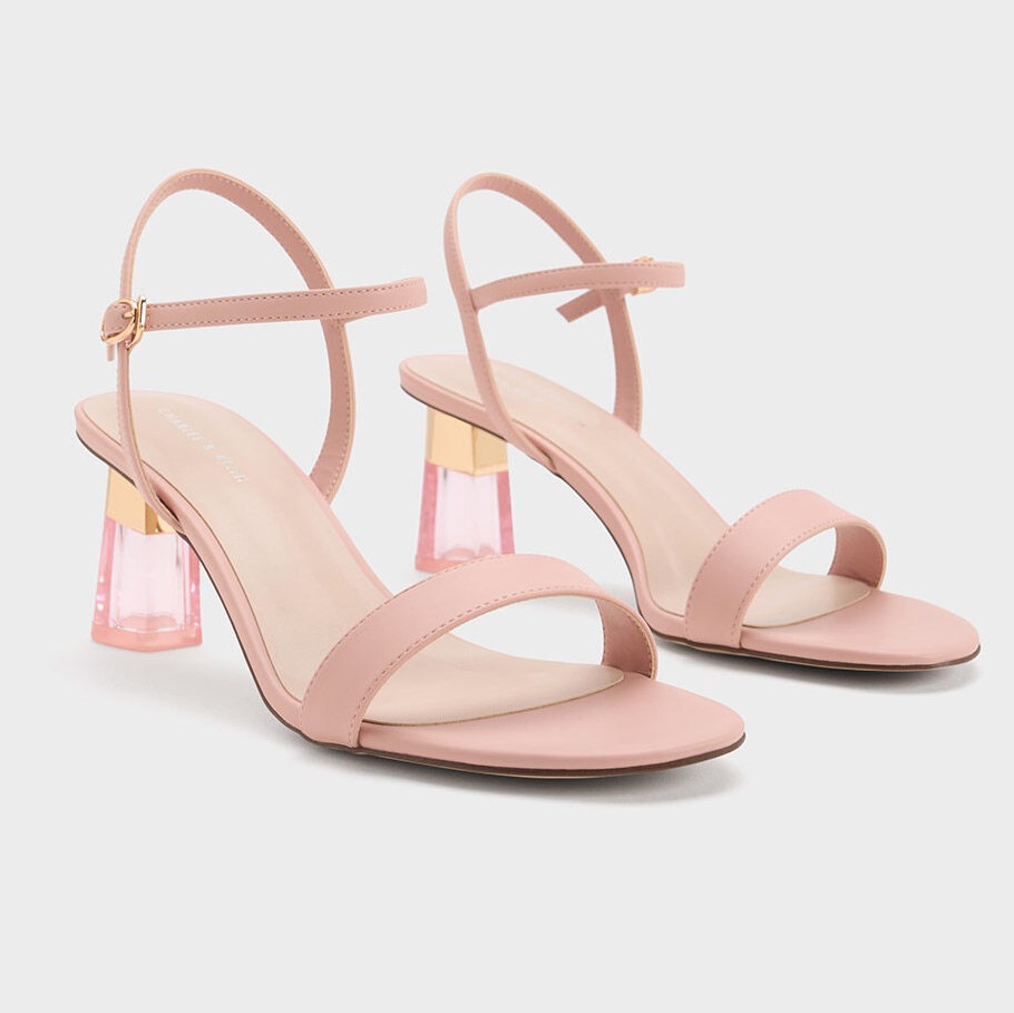 GIÀY SANDAL NỮ CHARLES AND KEITH CLEAR TRAPEZE HEEL SANDALS 2
