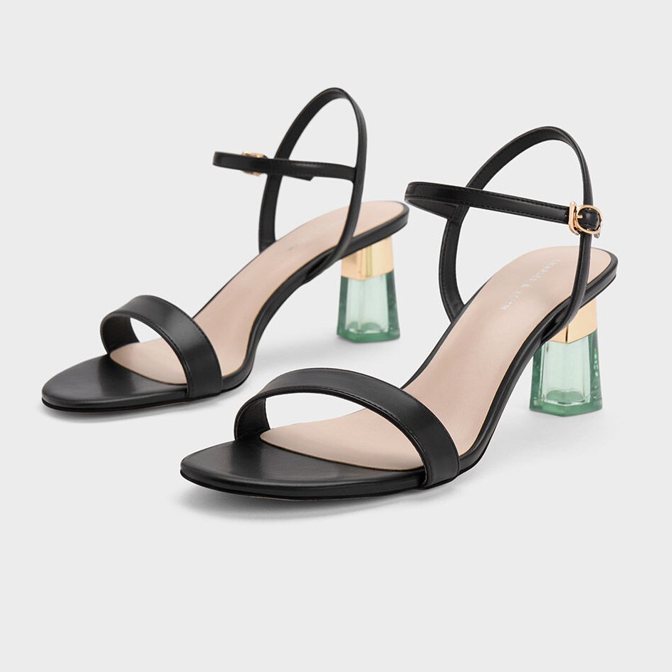 GIÀY SANDAL NỮ CHARLES AND KEITH CLEAR TRAPEZE HEEL SANDALS 4