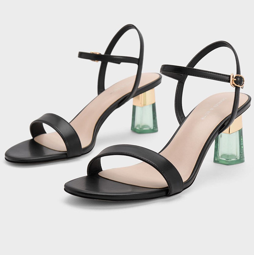 GIÀY SANDAL NỮ CHARLES AND KEITH CLEAR TRAPEZE HEEL SANDALS 10