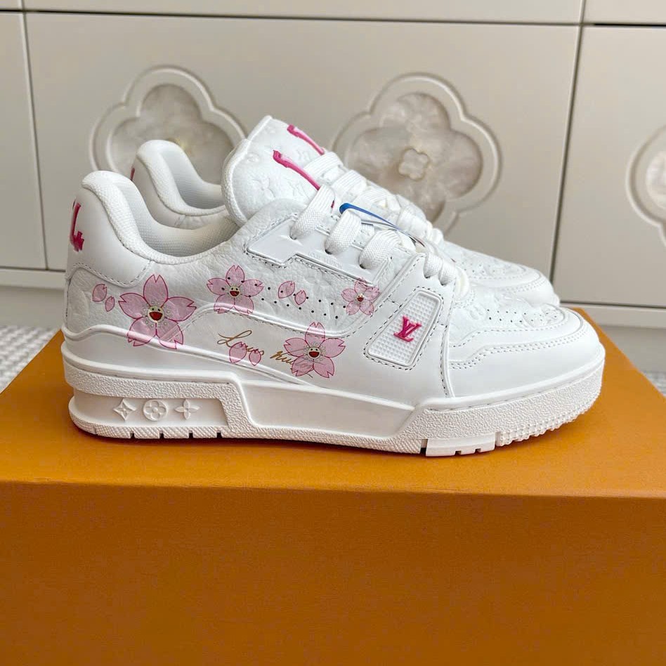 Giày Louis Vuitton LV x TM LV Trainer Sneaker Monogram Flowers 1AGZEP 9