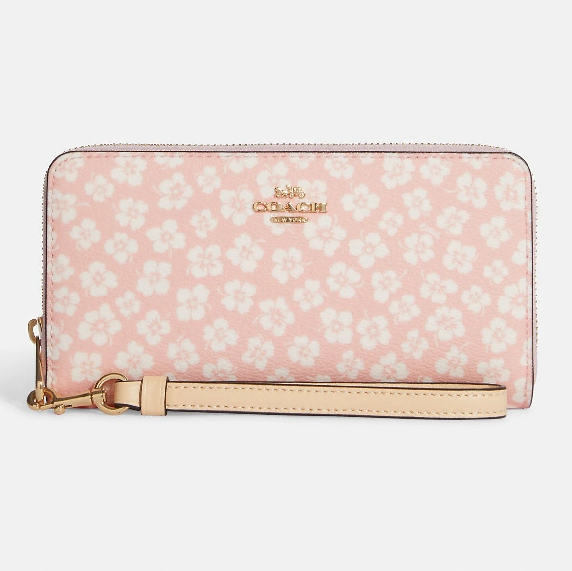 VÍ DÀI HỒNG PHẤN COACH LONG ZIP AROUND WALLET WITH GRAPHIC DITSY FLORAL PRINT 2