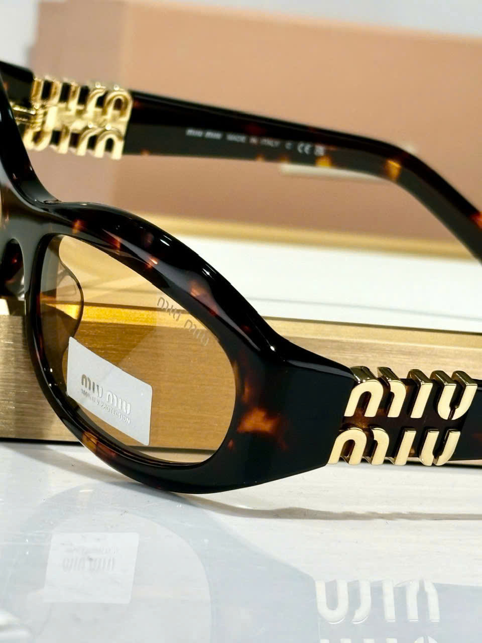Kính Miu Miu Glimpse D-frame Acetate Sunglasses Tortoiseshell 14ZS 7