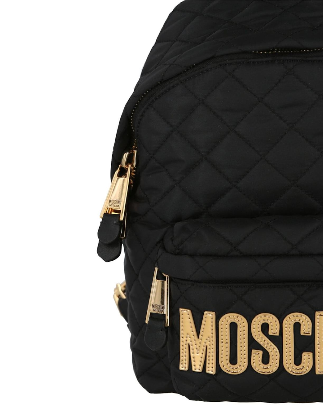 Ba lô Moschino Logo Quilted Backpack Black 5