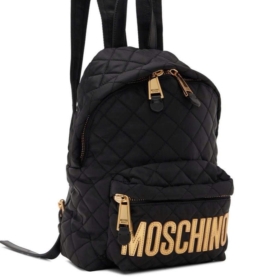 Ba lô Moschino Logo Quilted Backpack Black 6