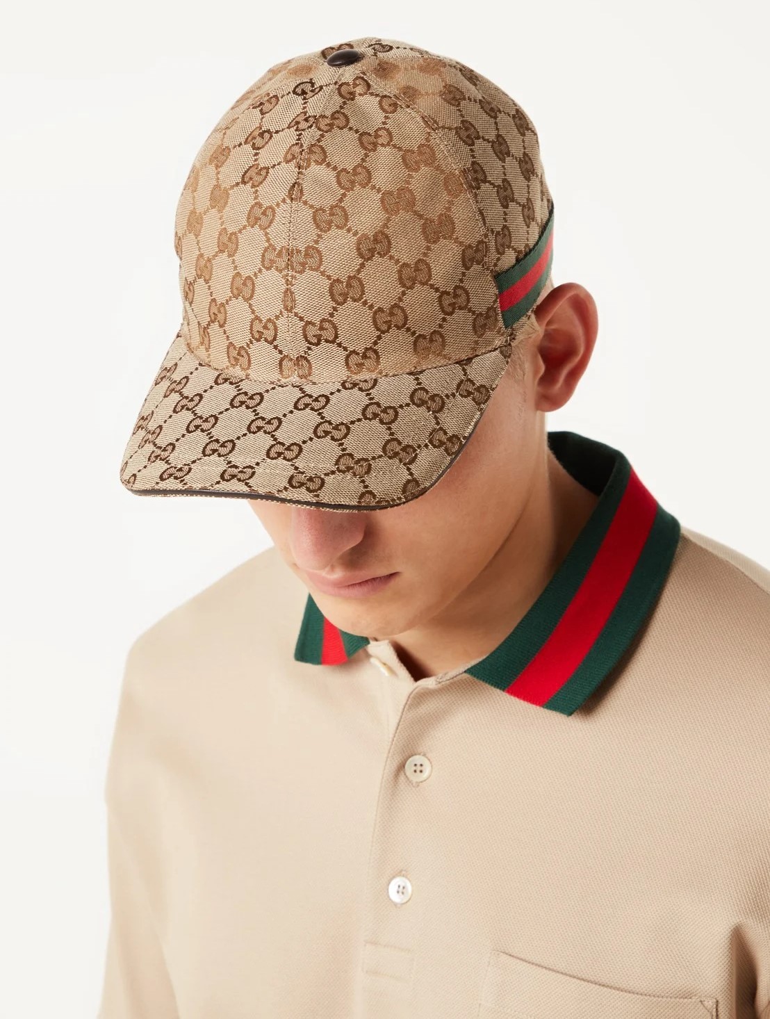 Nón Gucci GG Canvas Baseball Hat With Web Beige 9