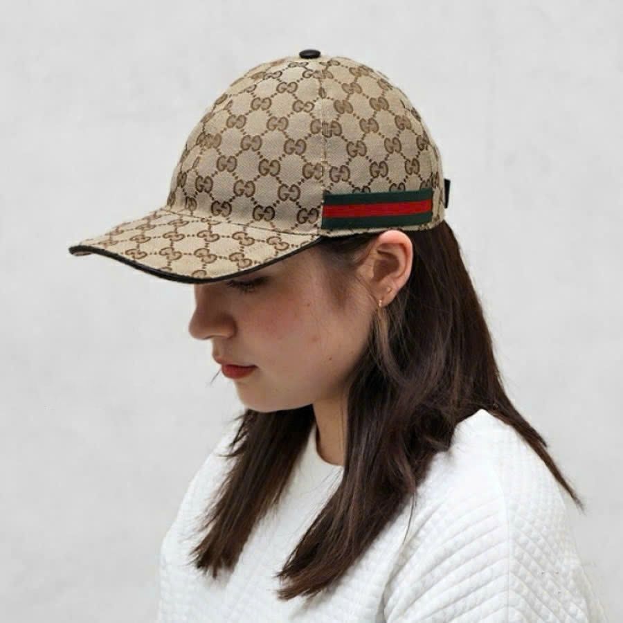Nón Gucci GG Canvas Baseball Hat With Web Beige 10