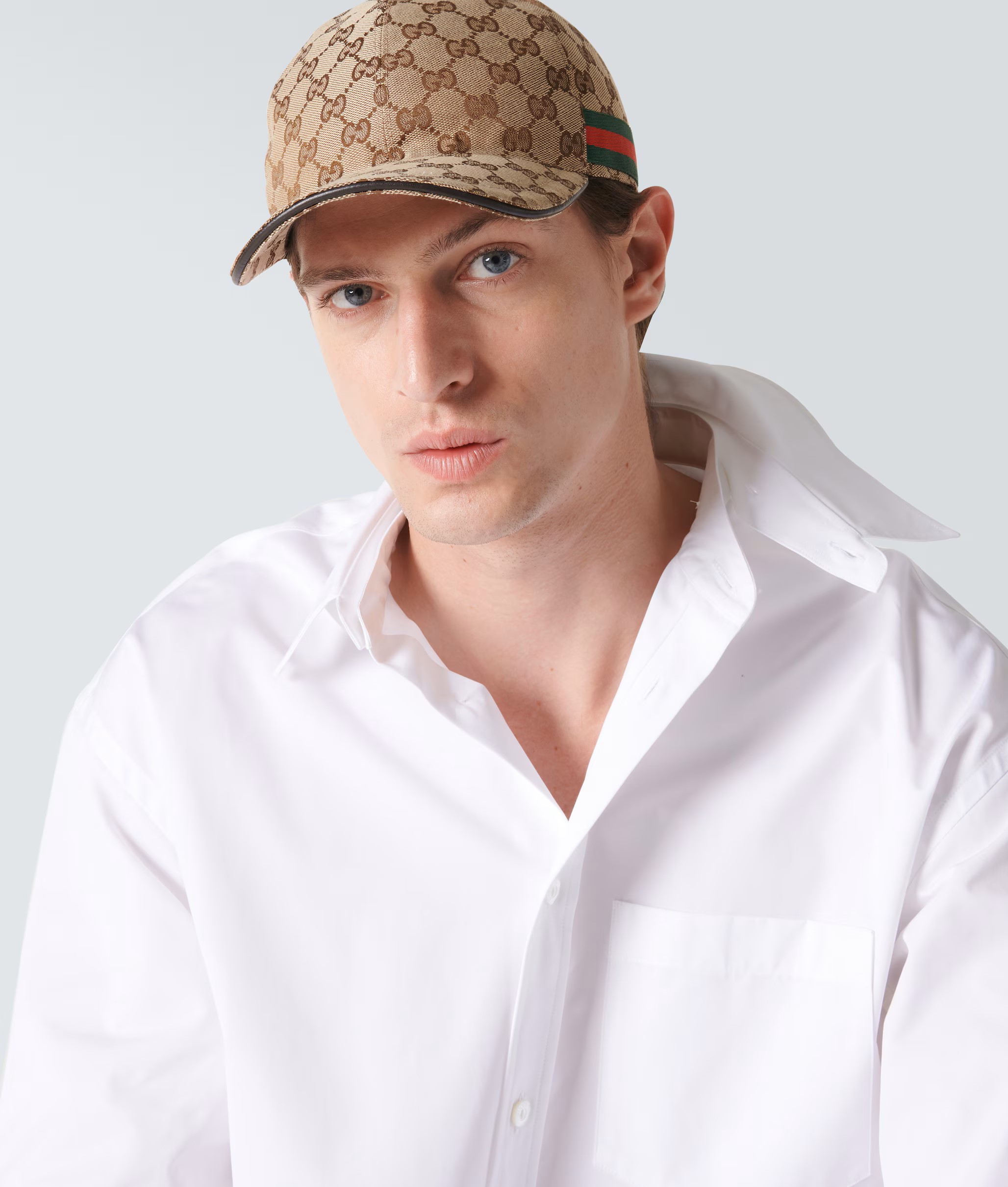 Nón Gucci GG Canvas Baseball Hat With Web Beige 3