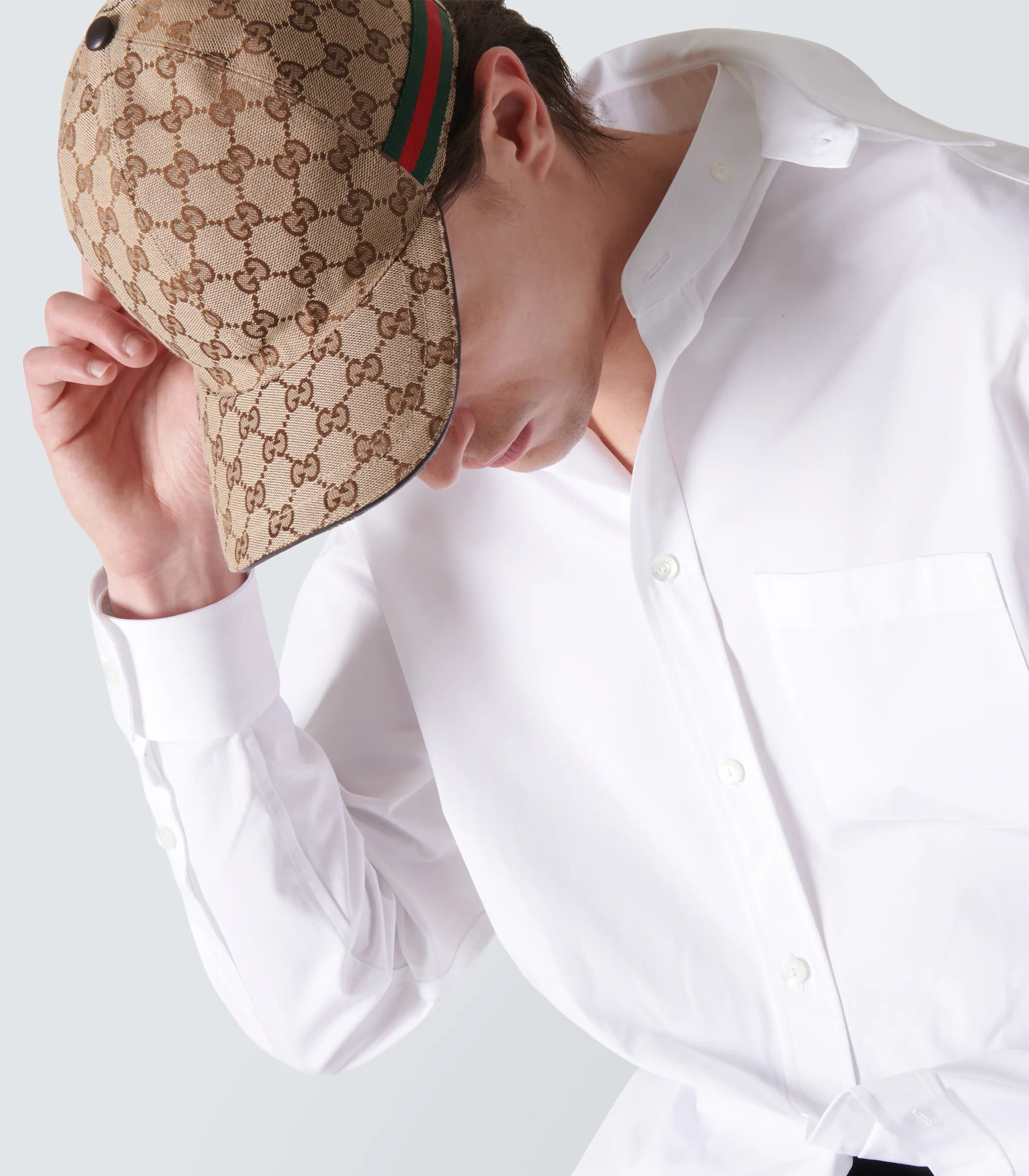 Nón Gucci GG Canvas Baseball Hat With Web Beige 6