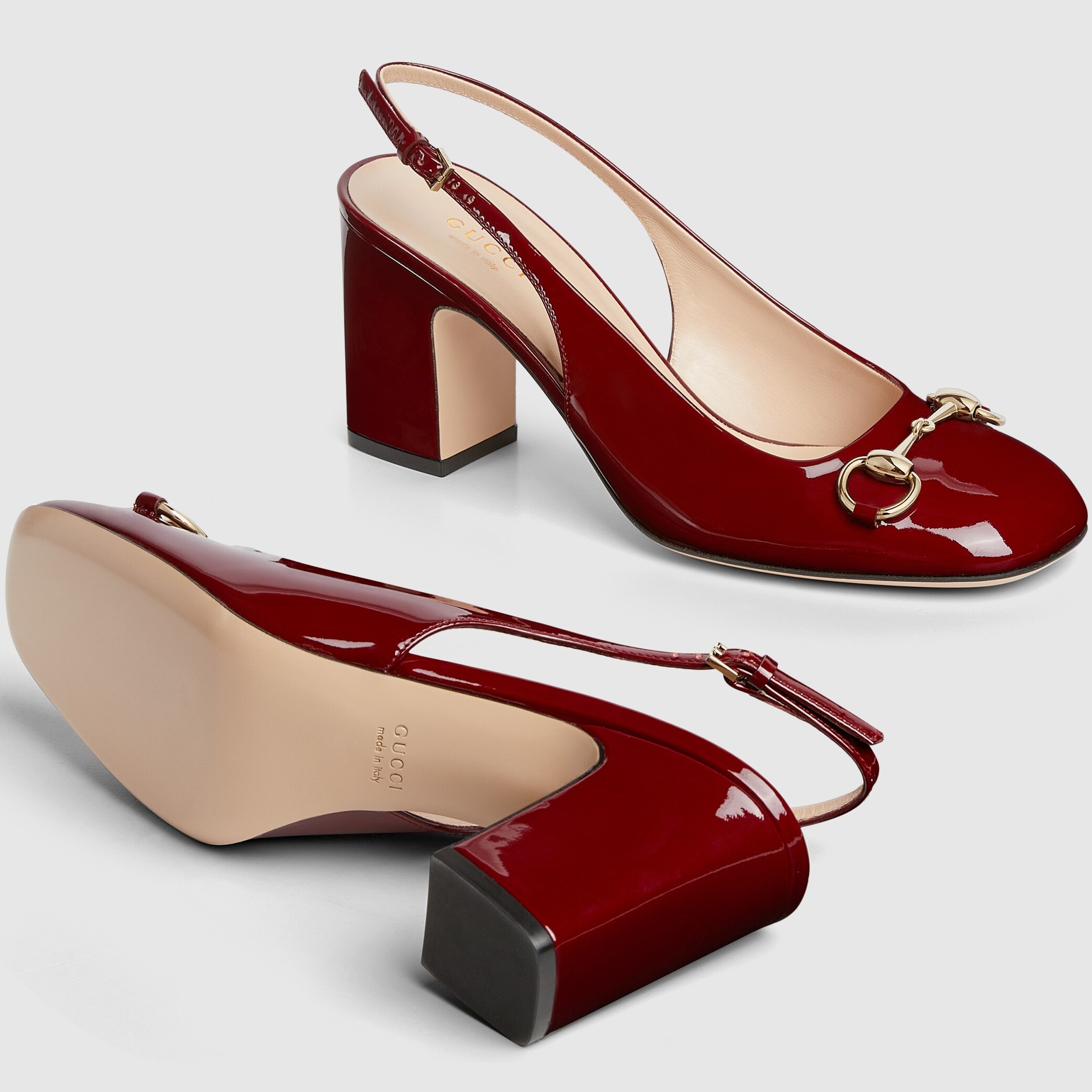 Giày nữ Gucci Womens Horsebit Slingback Rosso Ancora Red Patent Leather 1