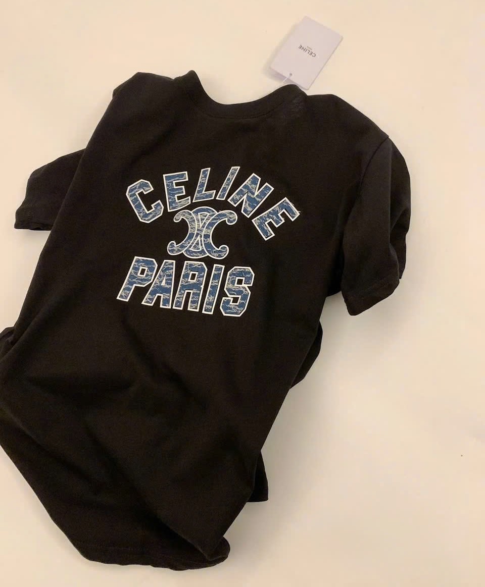 Áo thun trắng và đen họa tiết hãng Celine 6