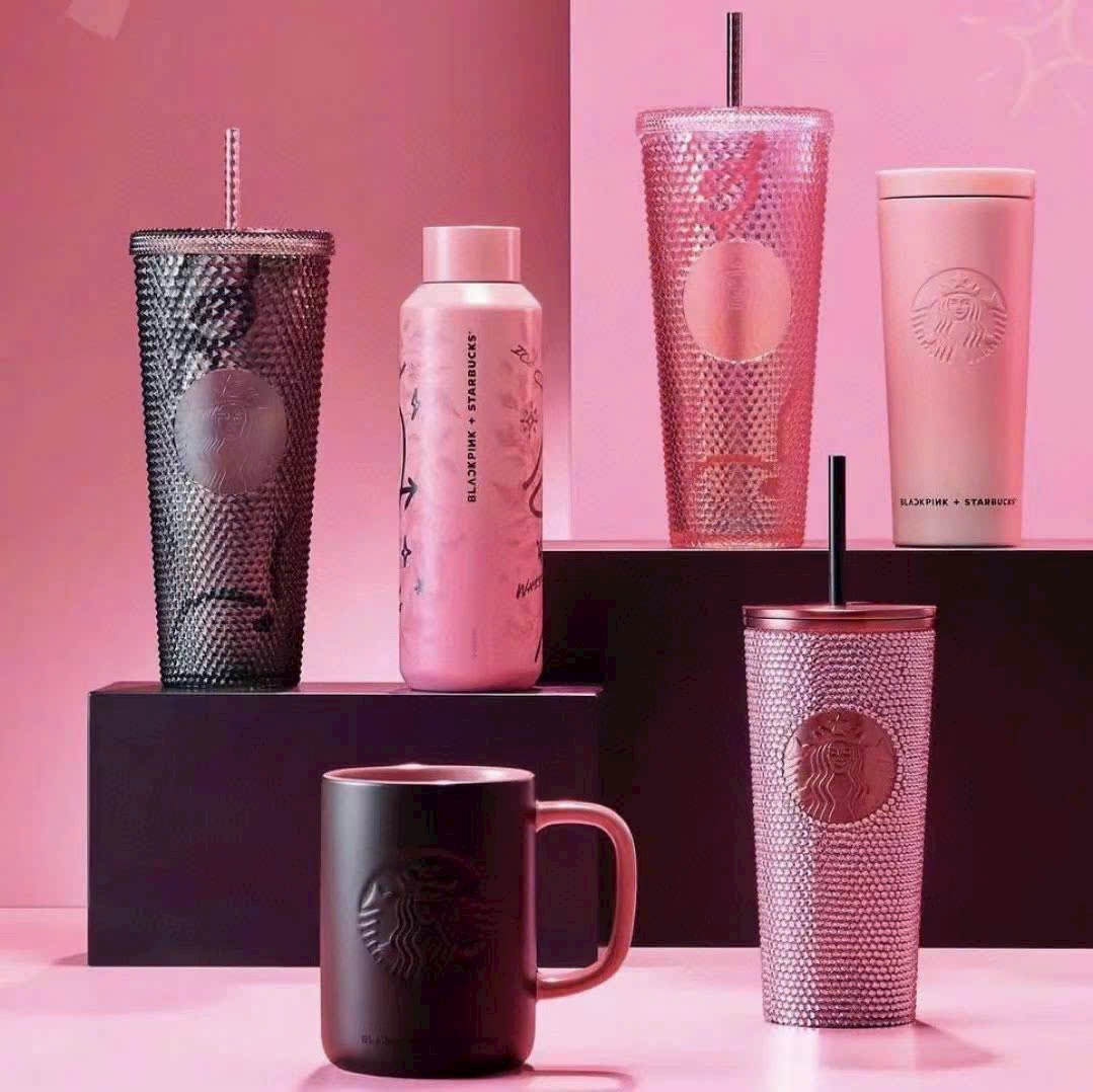 LY STARBUCKS X BLACKPINK DOODLE BLACK AND PINK COLD CUP 2