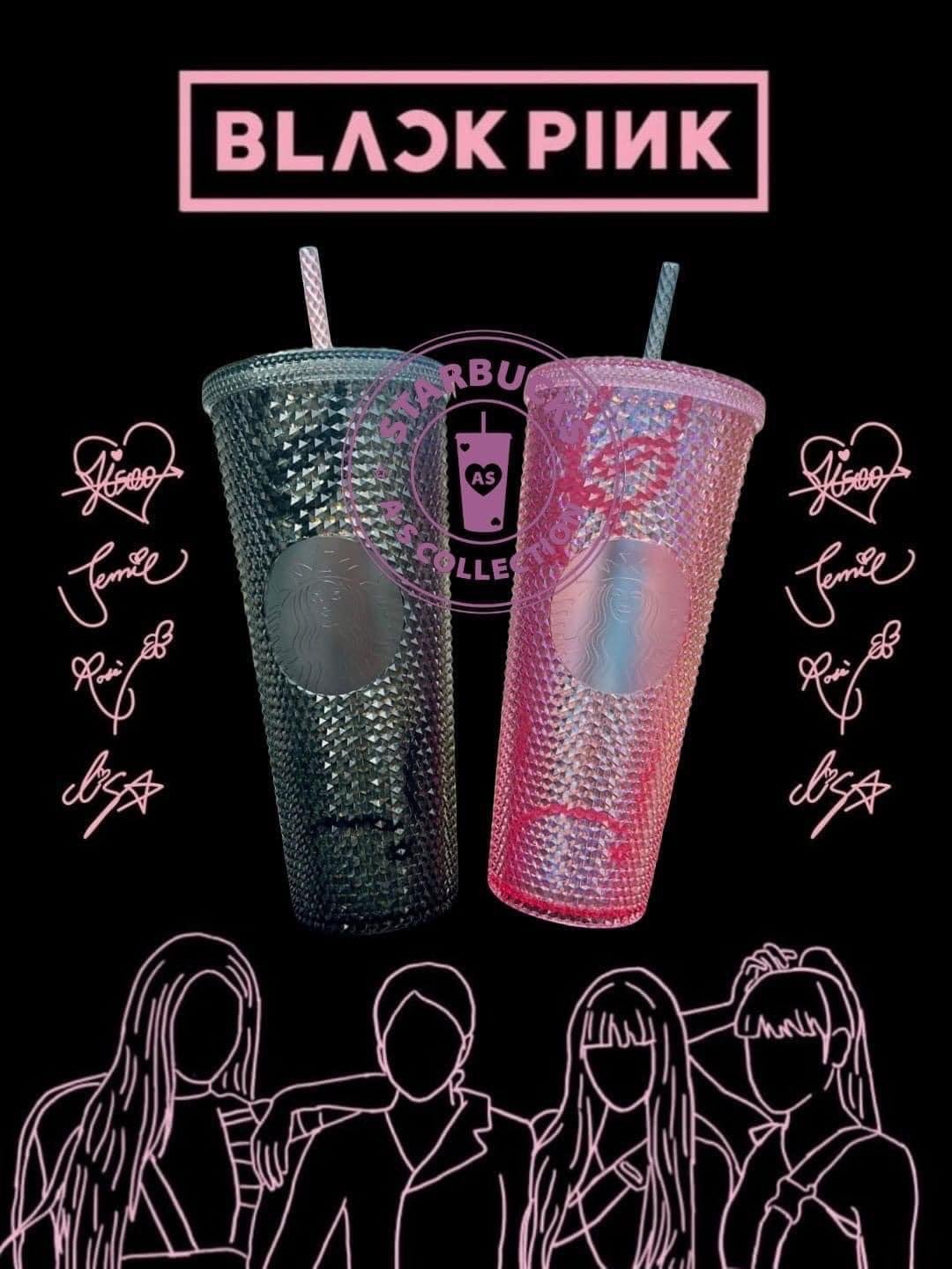 LY STARBUCKS X BLACKPINK DOODLE BLACK AND PINK COLD CUP 6