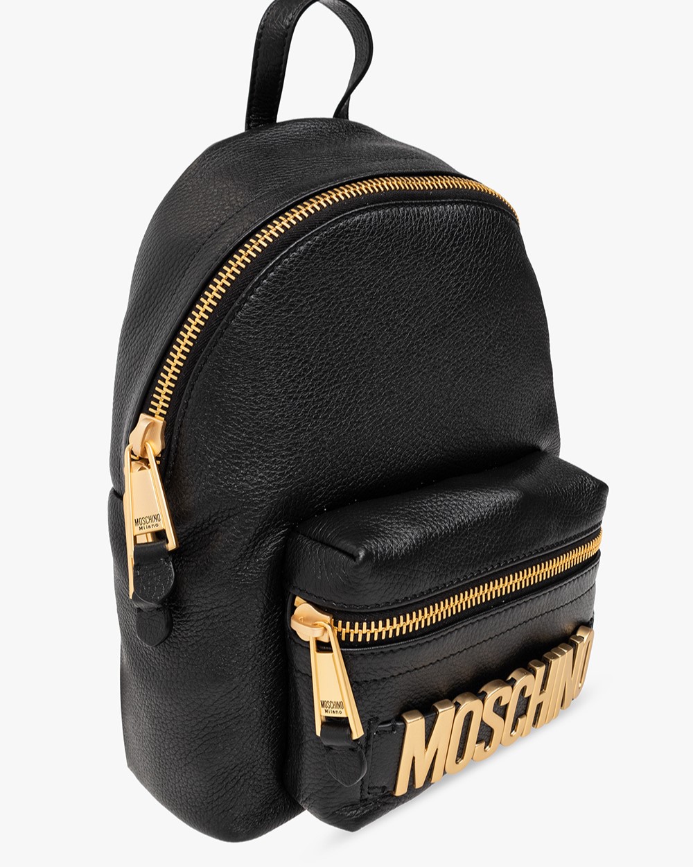 BALO NỮ MOSCHINO BLACK LEATHER BACKPACK WITH LOGO 4