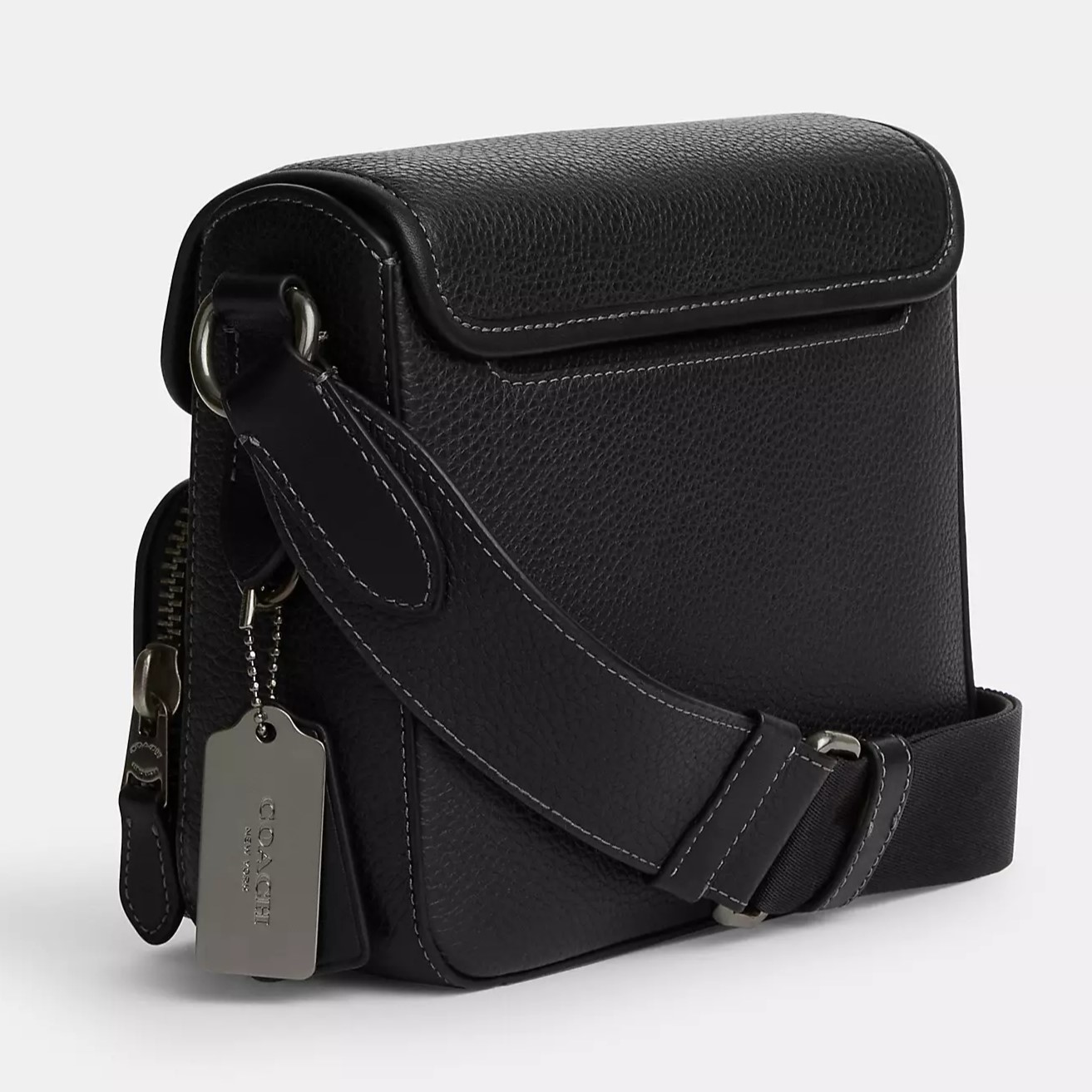 TÚI COACH NAM SULLIVAN FLAP CROSSBODY IN BLACK REFINED PEBBLE LEATHER AND SMOOTH CALF LEATHER CN729 1