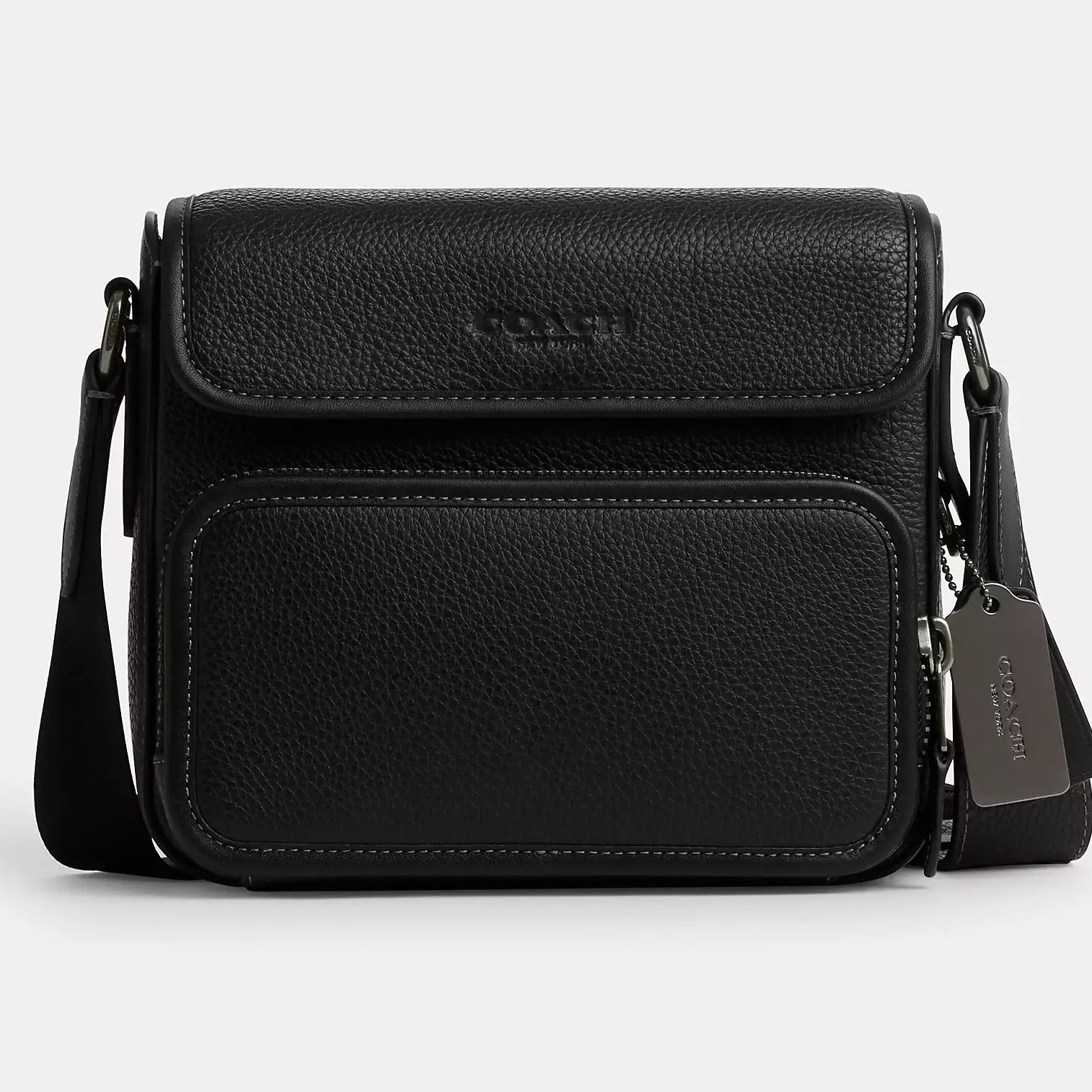 TÚI COACH NAM SULLIVAN FLAP CROSSBODY IN BLACK REFINED PEBBLE LEATHER AND SMOOTH CALF LEATHER CN729 3