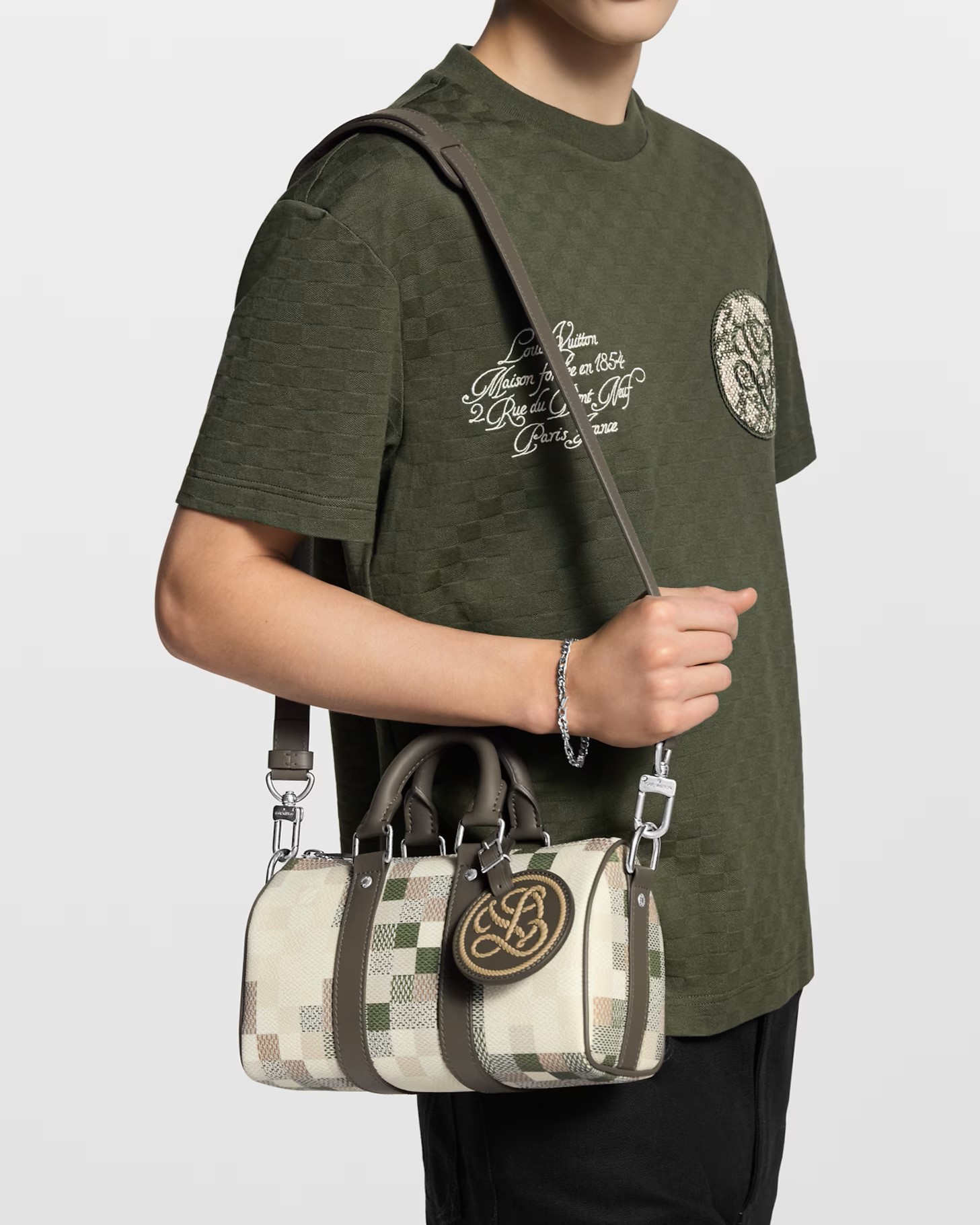 Túi Louis Vuitton Keepall Bandoulière 25 Khaki Damoflage Canvas 6