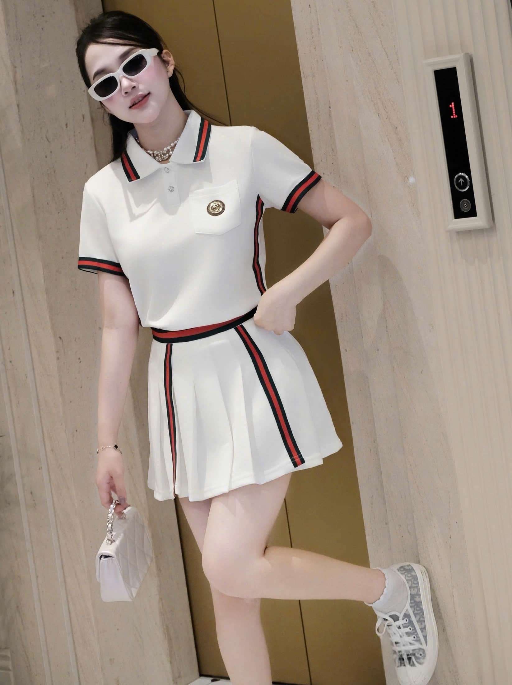 Set thời trang áo váy xòe thun Gucci 3