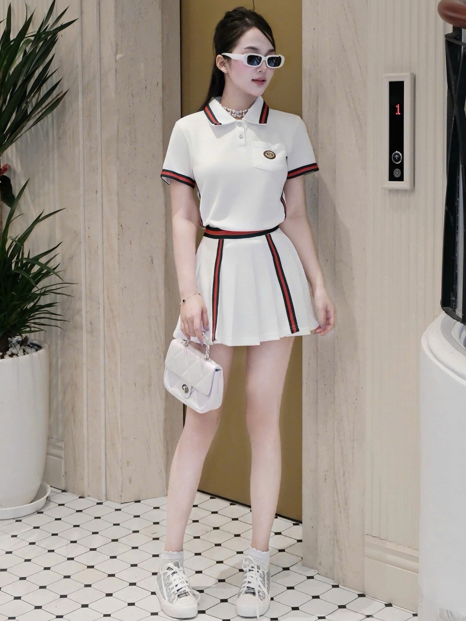 Set thời trang áo váy xòe thun Gucci 10