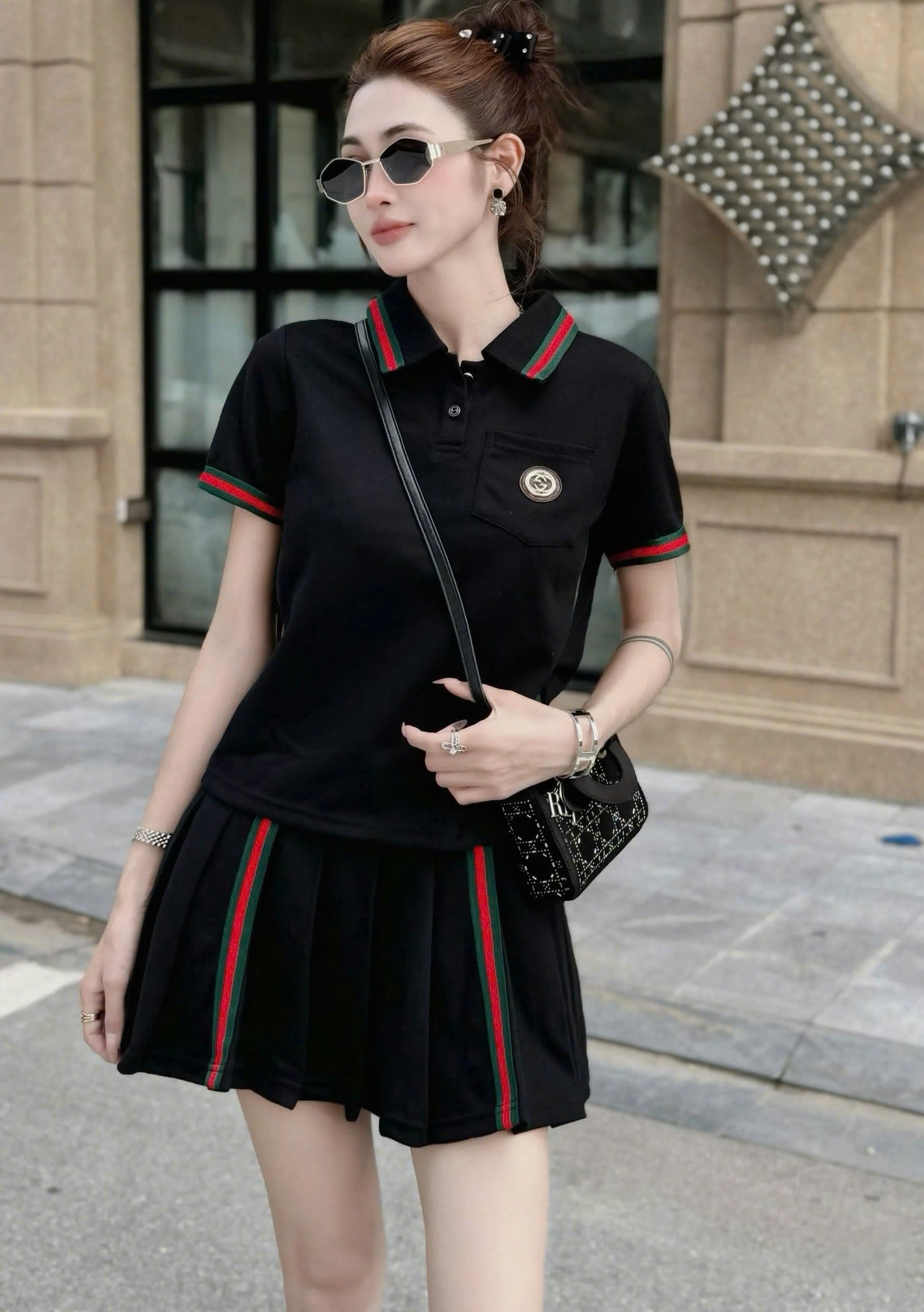 Set thời trang áo váy xòe thun Gucci 12
