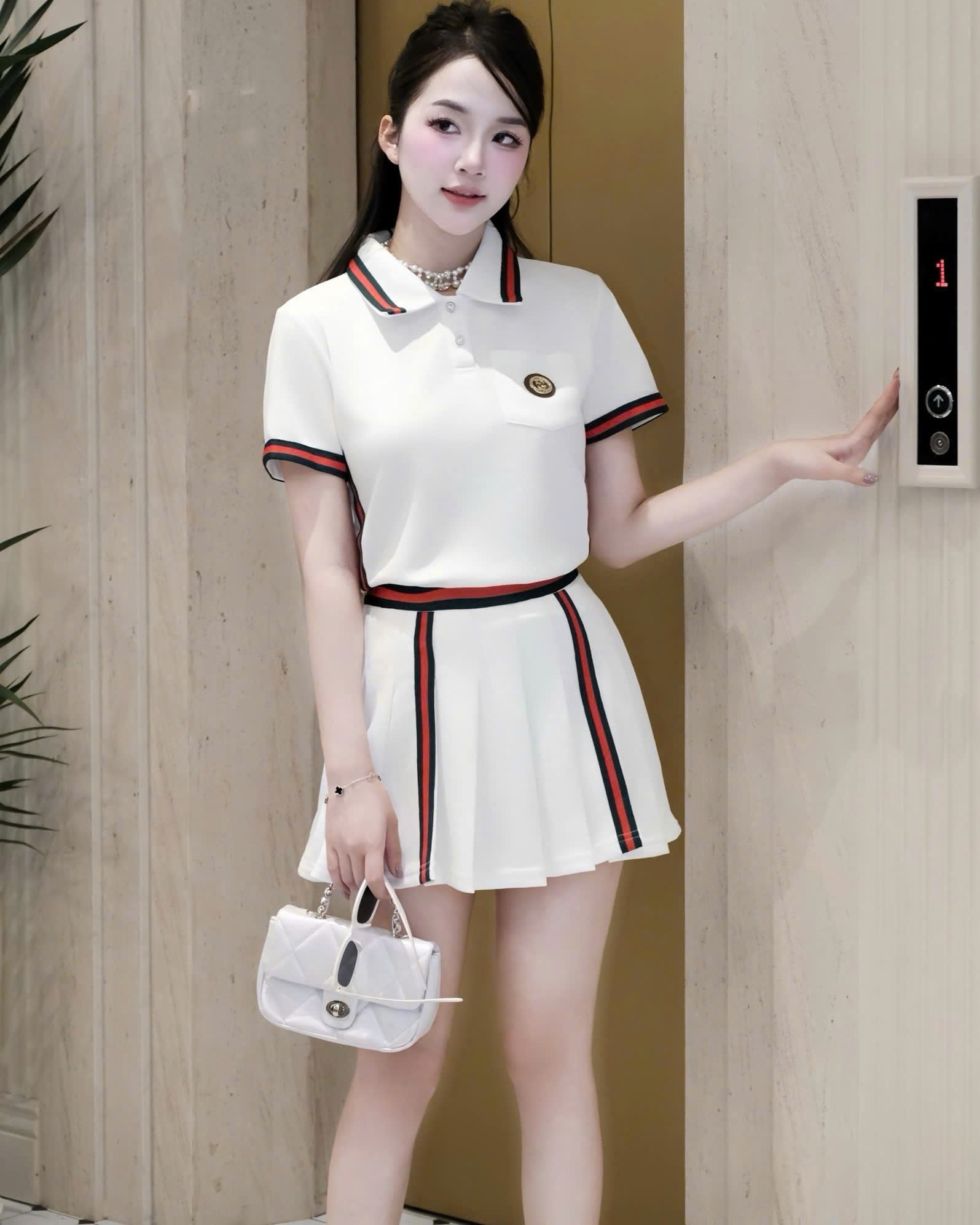 Set thời trang áo váy xòe thun Gucci 14
