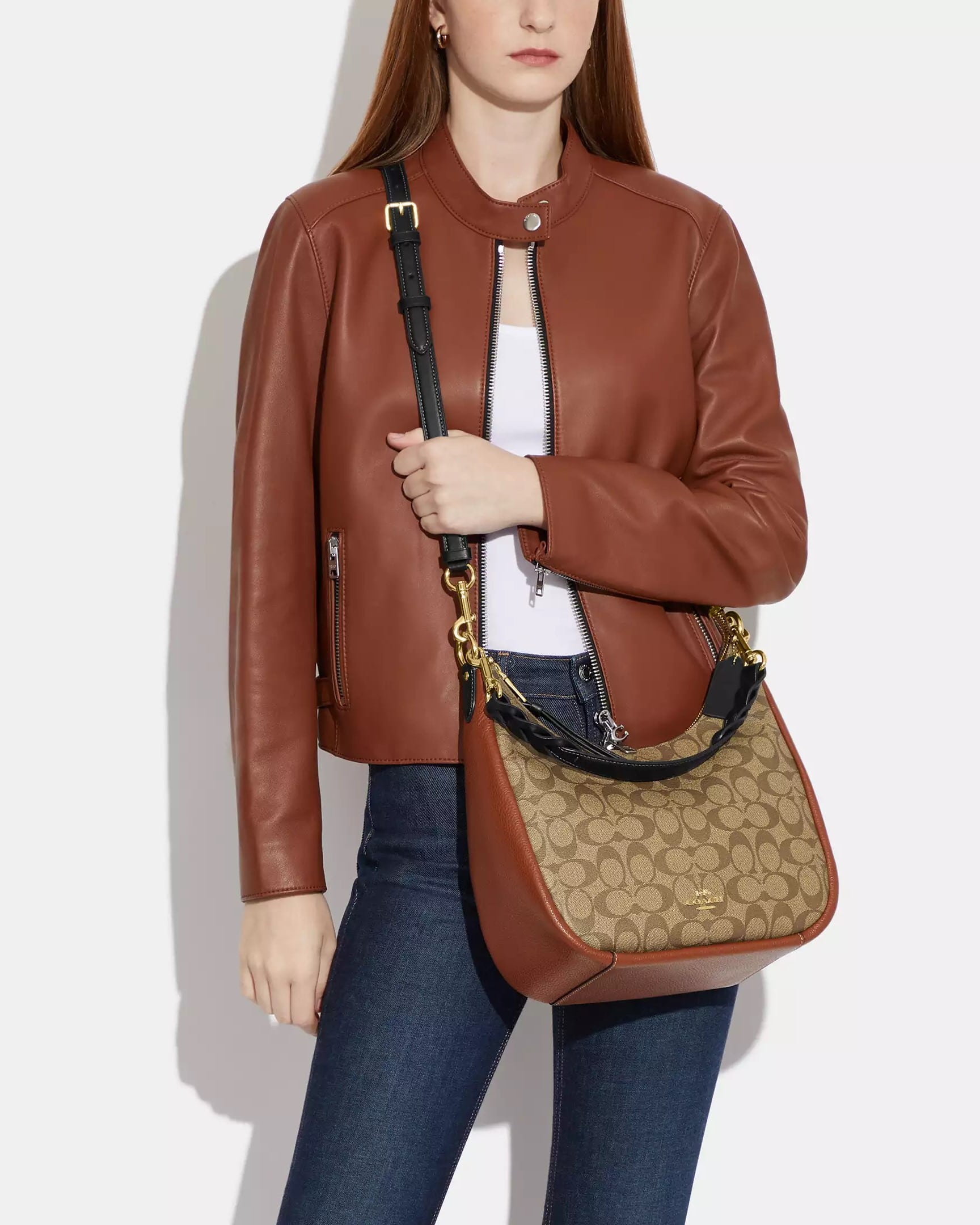 Túi Coach Jules Hobo Bag in Signature Color Block Canvas Khaki Multicolor CF350 6