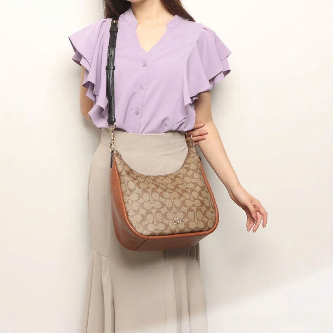 Túi Coach Jules Hobo Bag in Signature Color Block Canvas Khaki Multicolor CF350 7