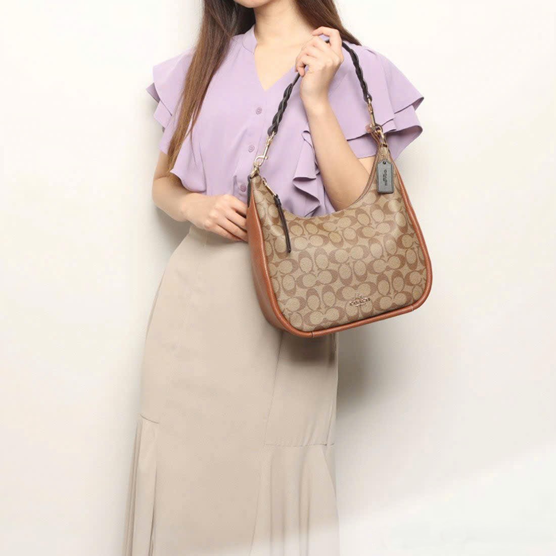 Túi Coach Jules Hobo Bag in Signature Color Block Canvas Khaki Multicolor CF350 8