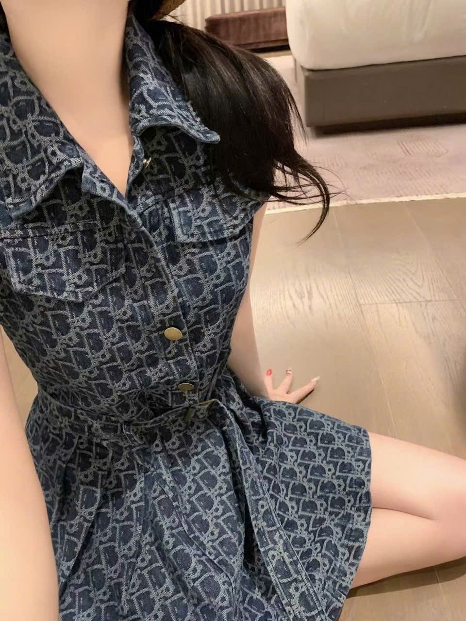 Đầm sát nách Dior dáng xòe 2