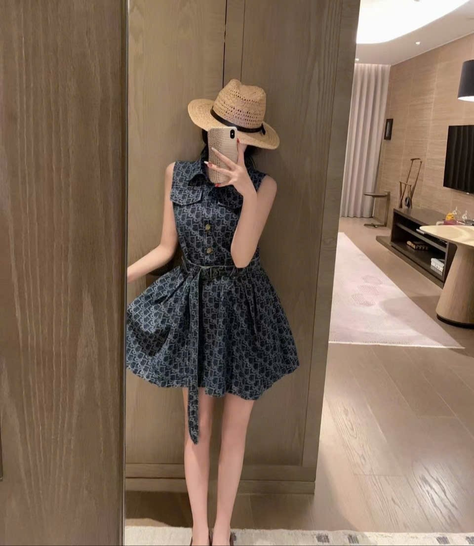 Đầm sát nách Dior dáng xòe 4