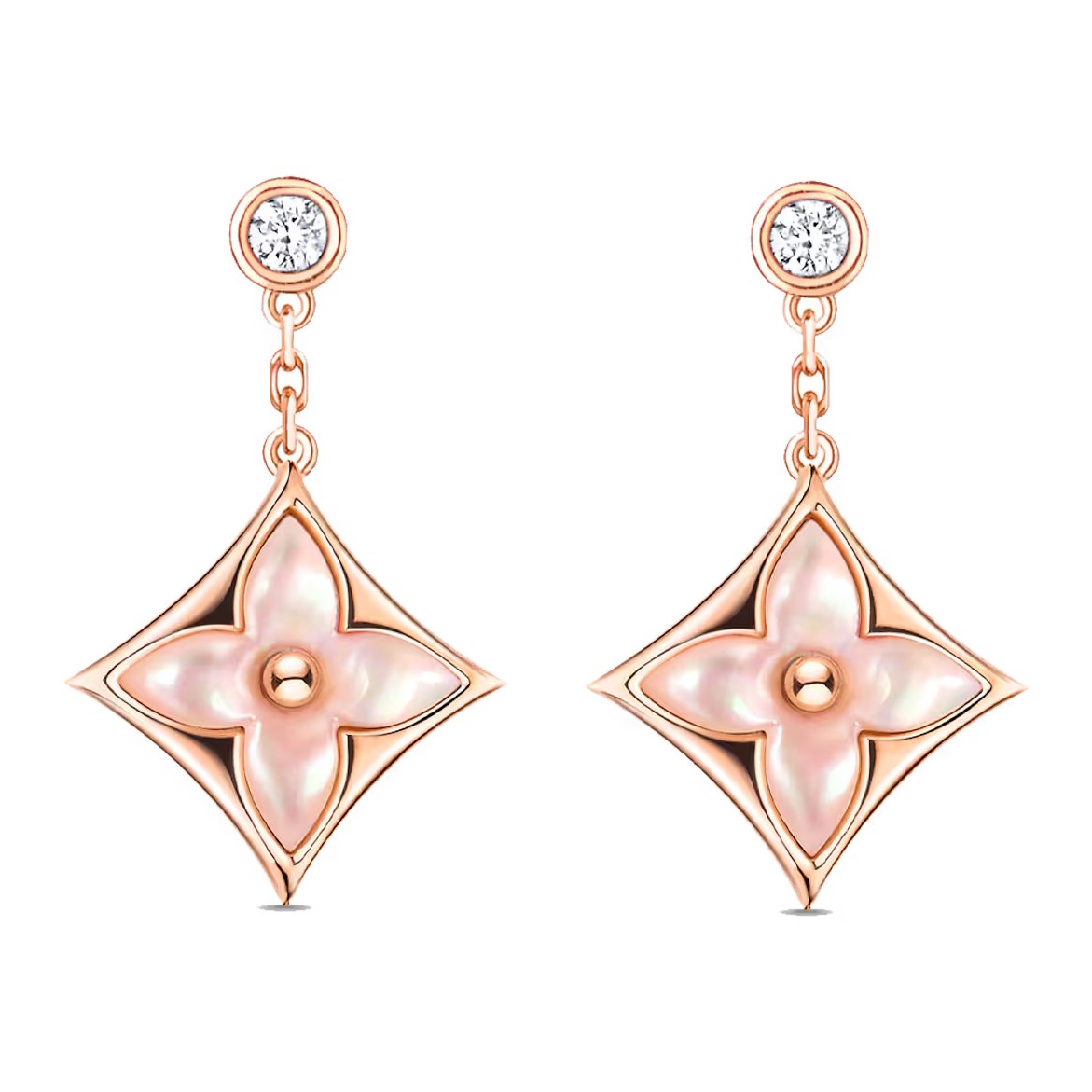 Khuyên Tai Louis Vuitton Color Blossom Star BB Ear Studs Pink Gold Pink Mother of Pearl and Diamonds Q96667 1