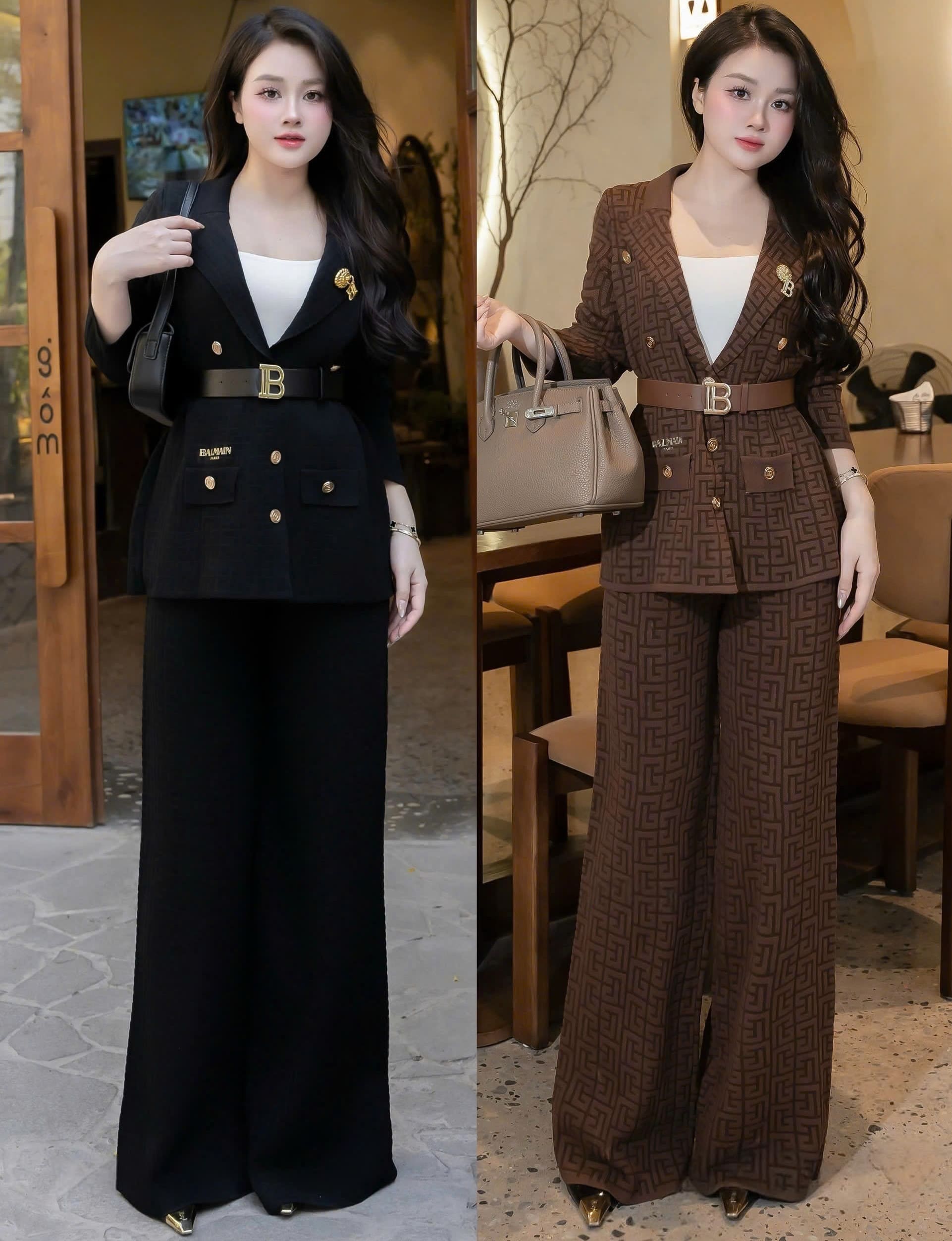 Set bộ áo quần dài len Balmain 1