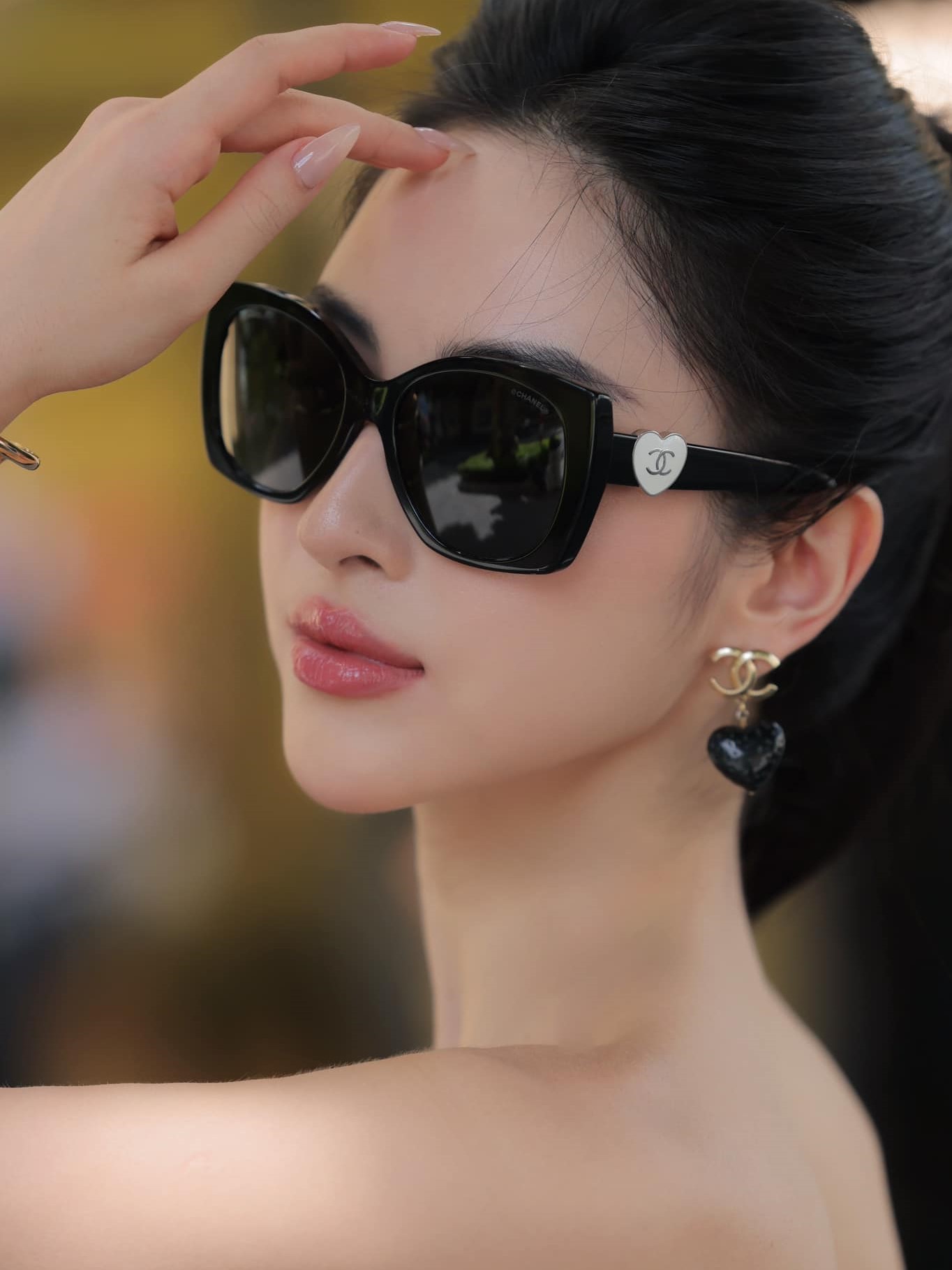 Mắt kính Chanel Square Sunglasses Acetate Black 7