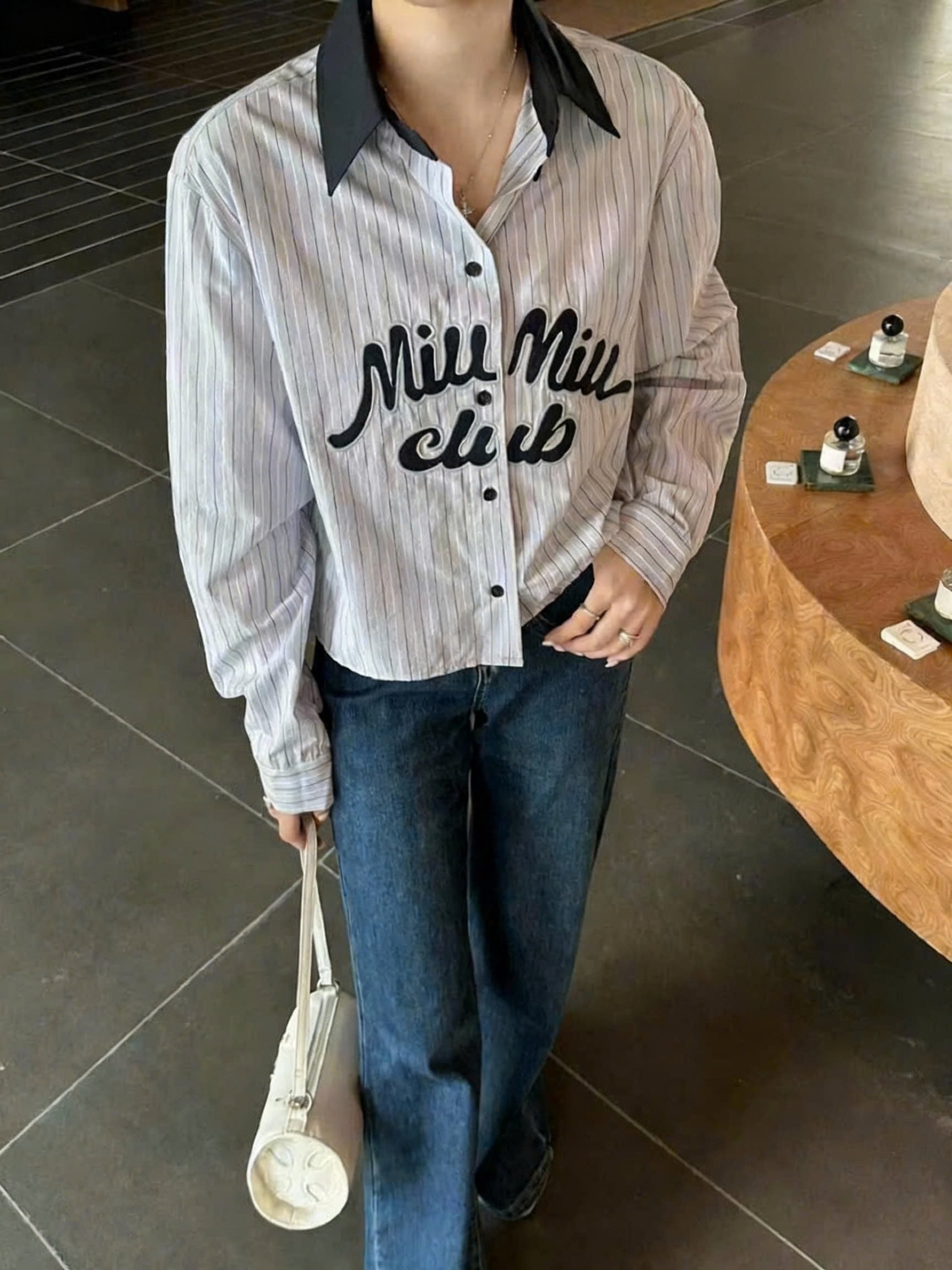 Áo tay dài cổ bẻ Miu Miu 5