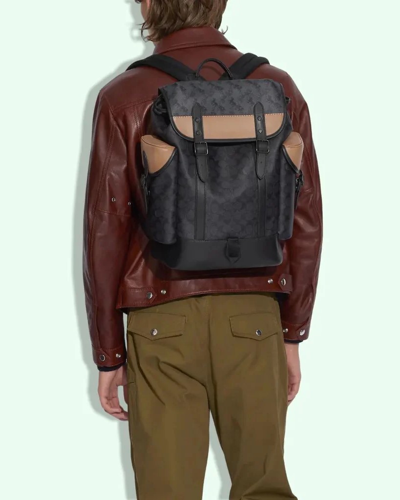 Balo Coach Hitch Backpack In Signature Canvas With Horse And Carriage Print Charcoal Gray Multicolor C1059 2