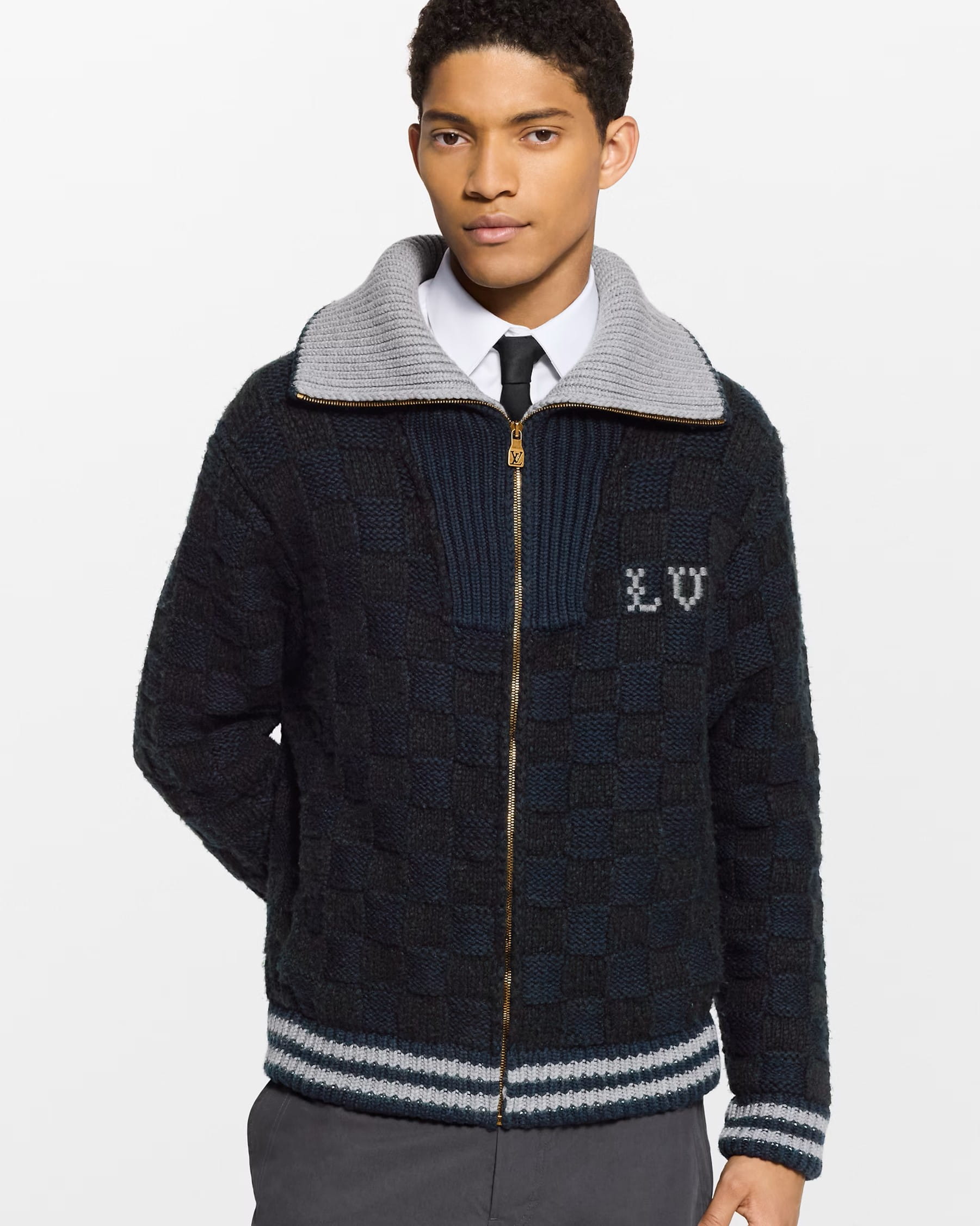 Áo khoác unisex LV Louis Vuitton Knitted Jacket With Damier Pattern 3