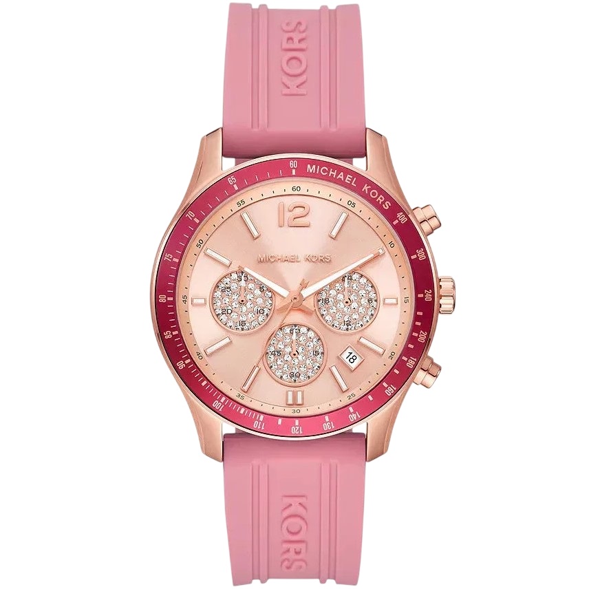 Đồng hồ nữ Michael Kors Pink Silicone Strap Rose Gold Dial Watch MKO1039 4