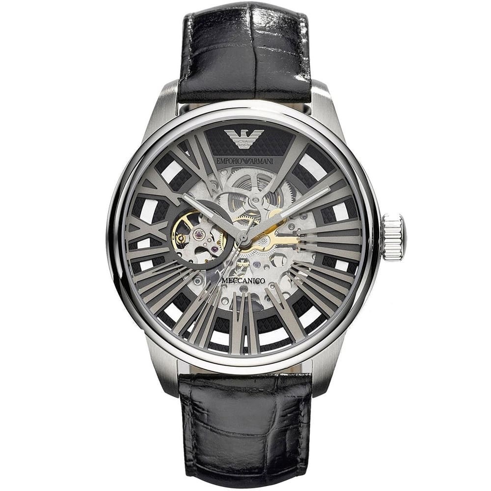 Đồng hồ Nam Emporio Armani Meccanico Mens Black Dial Leather Strap Automatic Watch AR4629 4