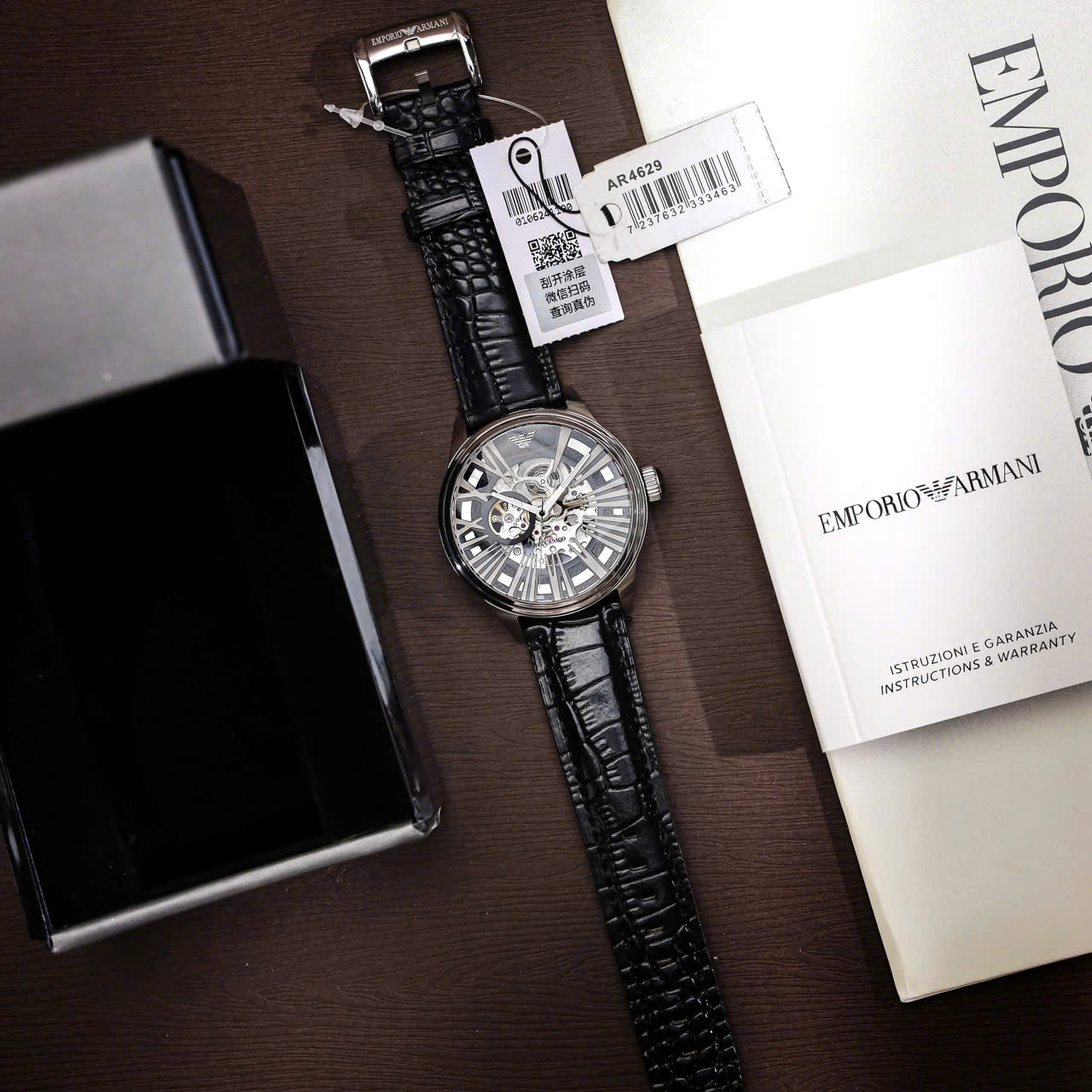 Đồng hồ Nam Emporio Armani Meccanico Mens Black Dial Leather Strap Automatic Watch AR4629 10