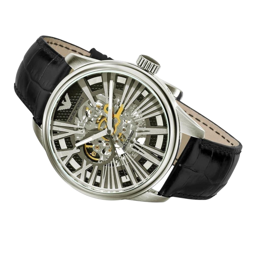 Đồng hồ Nam Emporio Armani Meccanico Mens Black Dial Leather Strap Automatic Watch AR4629 14