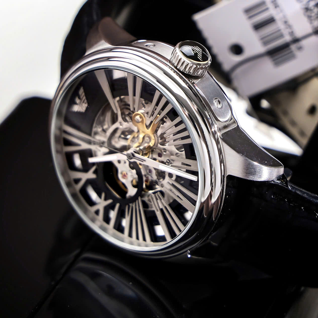 Đồng hồ Nam Emporio Armani Meccanico Mens Black Dial Leather Strap Automatic Watch AR4629 15