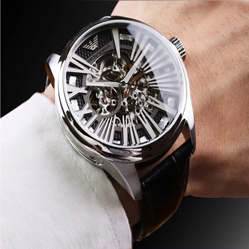 Đồng hồ Nam Emporio Armani Meccanico Mens Black Dial Leather Strap Automatic Watch AR4629 12