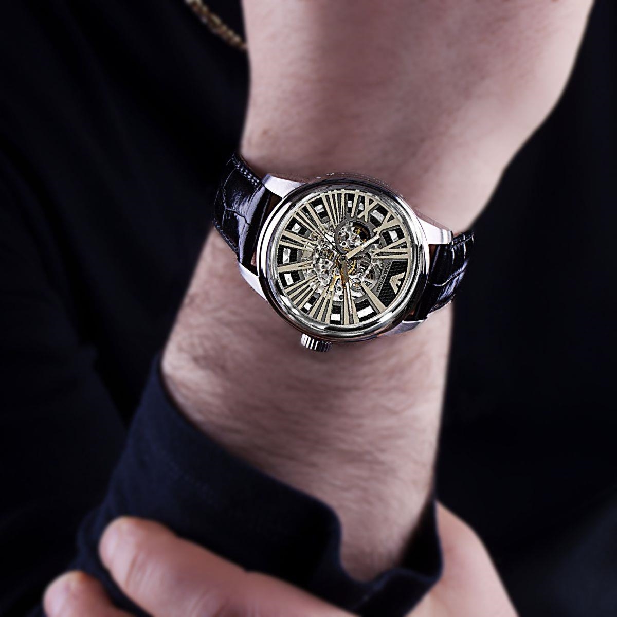 Đồng hồ Nam Emporio Armani Meccanico Mens Black Dial Leather Strap Automatic Watch AR4629 19