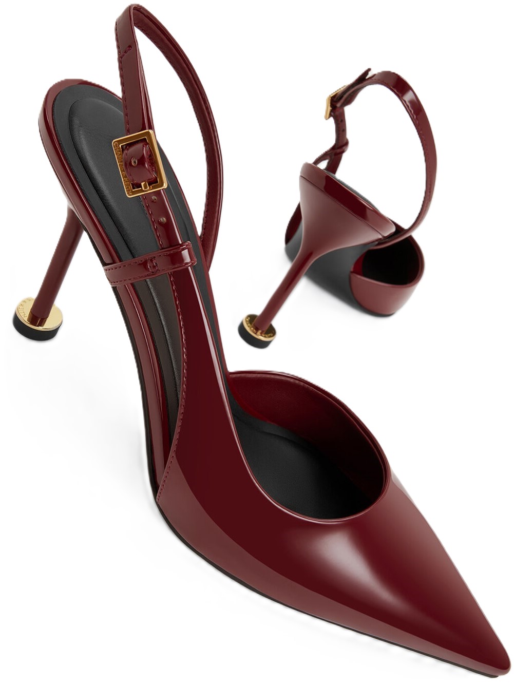 Giày cao gót Charles Keith Wynn Patent Pointed-Toe Sculptural Heel Slingback Pumps Red CK1-60280477 3