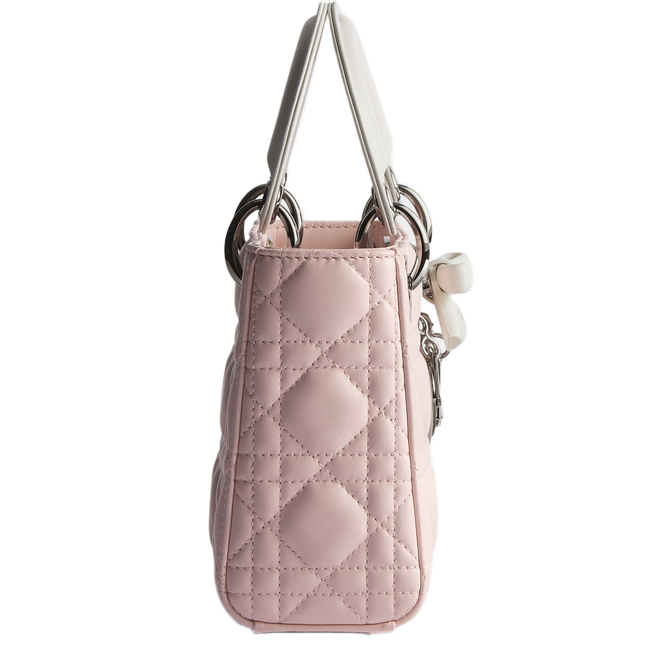 Túi Mini Lady Dior Bag with Chain Rose Soupir and Latte Cannage Lambskin 1