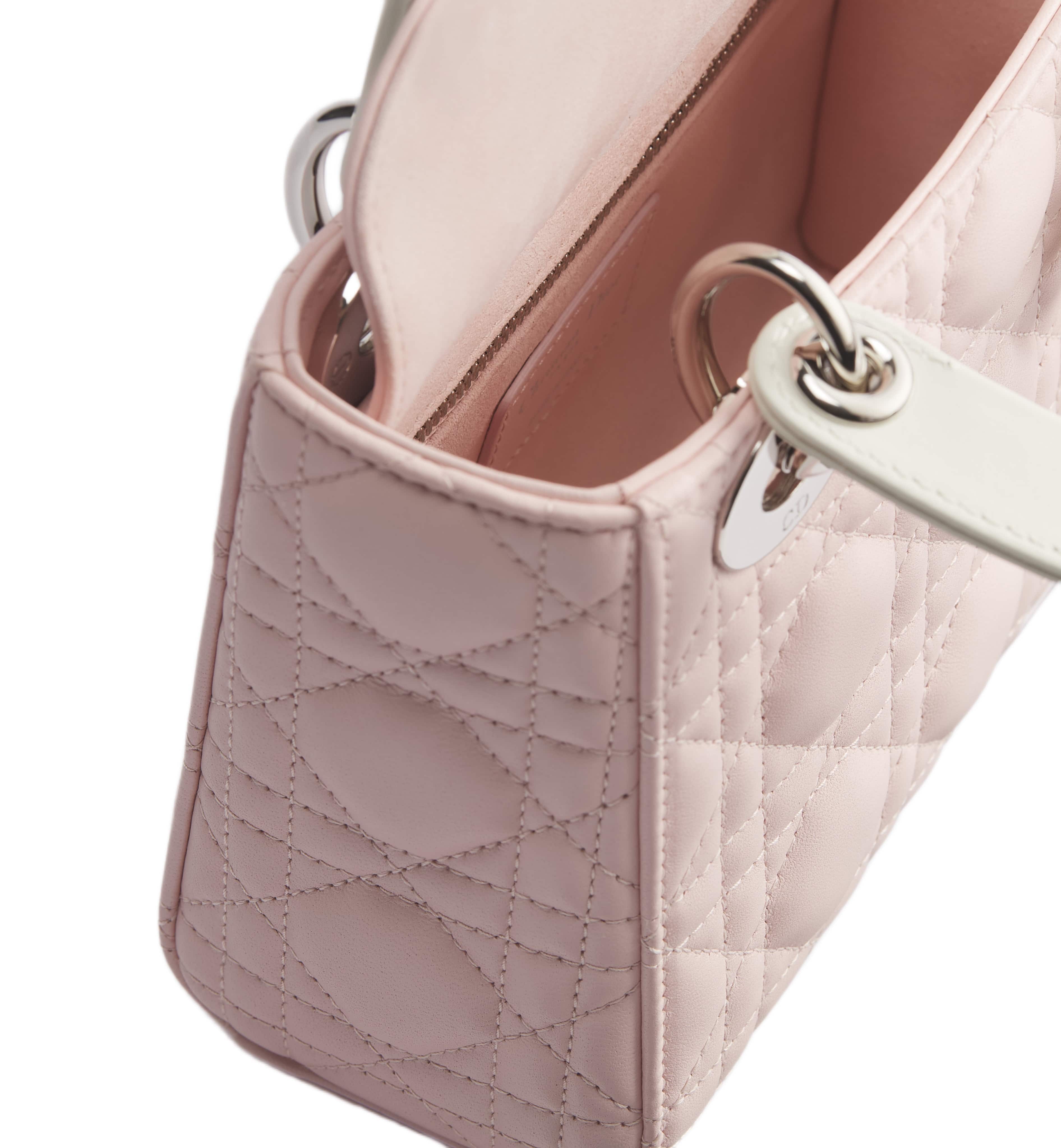 Túi Mini Lady Dior Bag with Chain Rose Soupir and Latte Cannage Lambskin 2