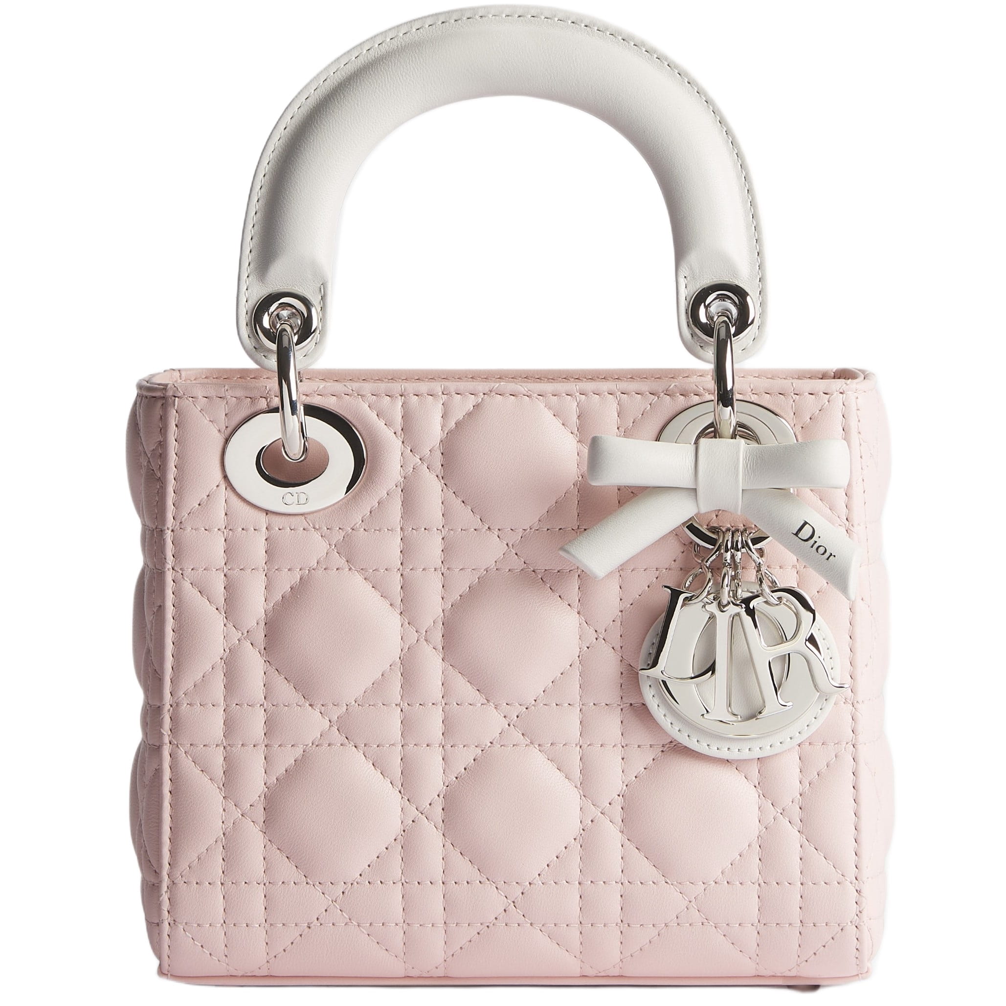 Túi Mini Lady Dior Bag with Chain Rose Soupir and Latte Cannage Lambskin 3