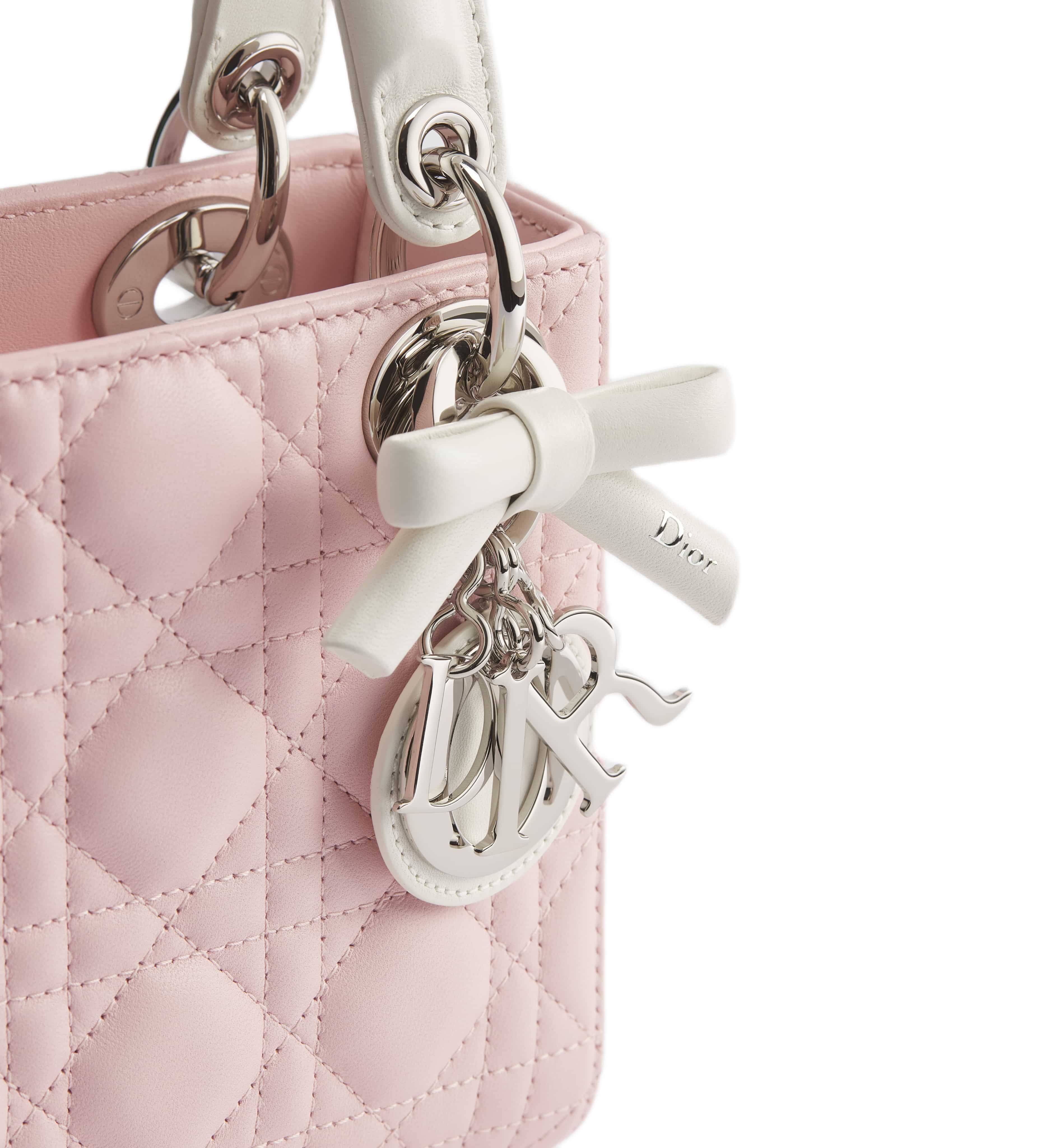 Túi Mini Lady Dior Bag with Chain Rose Soupir and Latte Cannage Lambskin 4