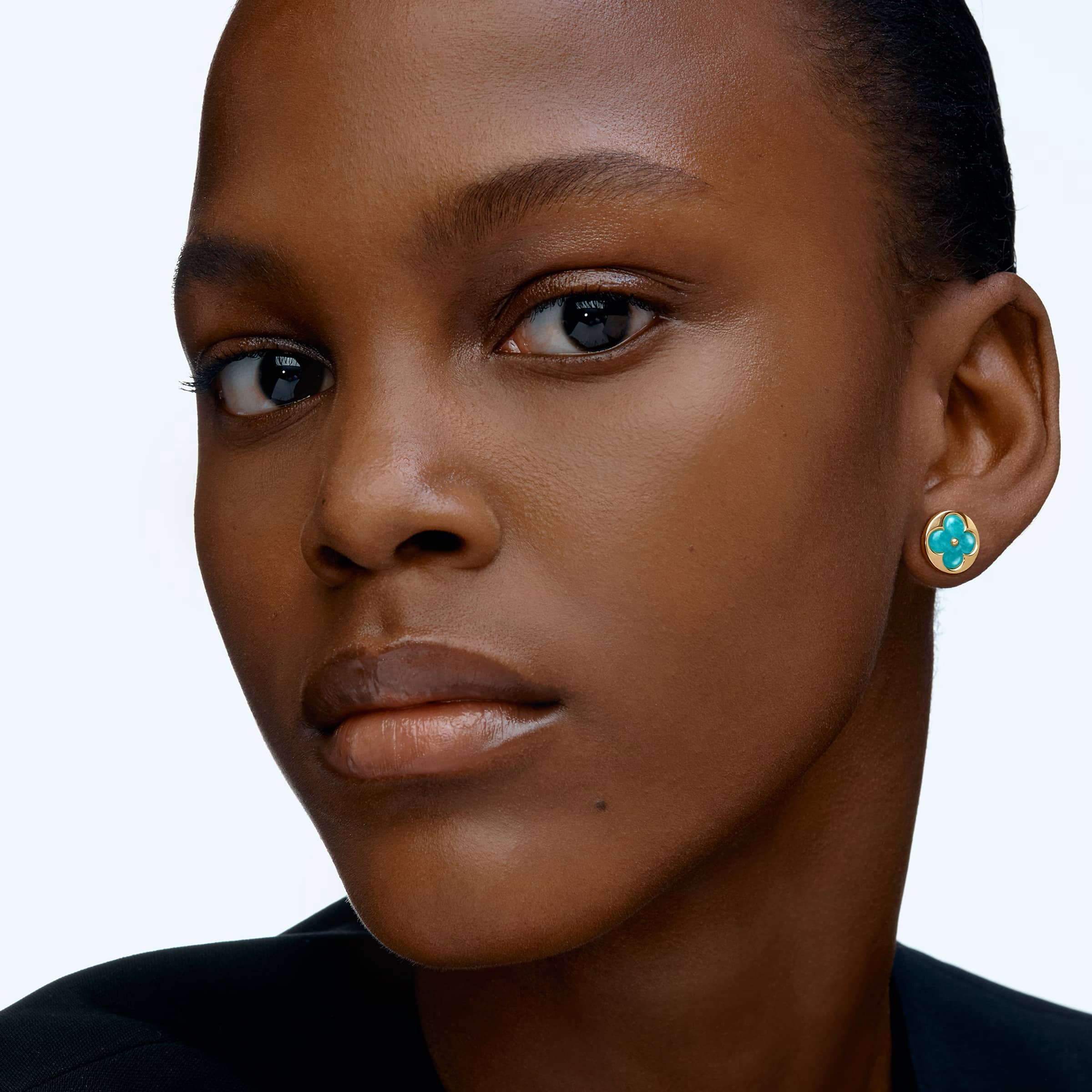 Khuyên Tai Louis Vuitton Color Blossom Sun BB Ear Stud Yellow Gold and Amazonite 4