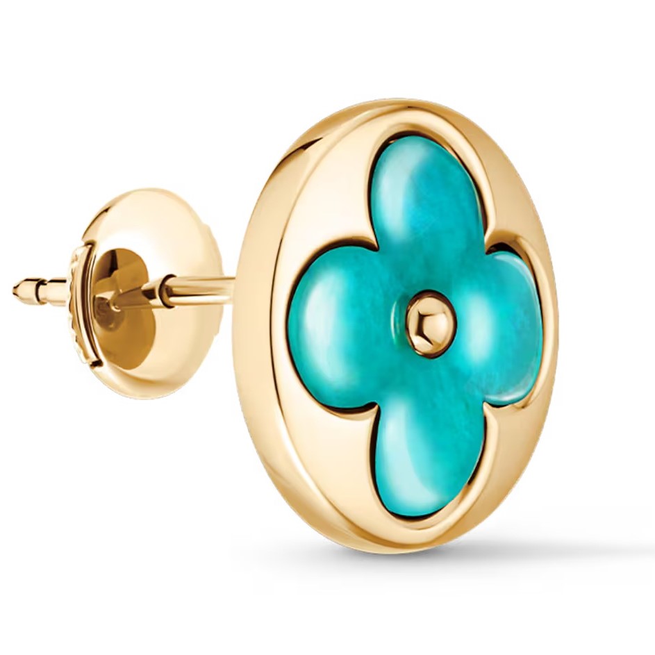 Khuyên Tai Louis Vuitton Color Blossom Sun BB Ear Stud Yellow Gold and Amazonite 5