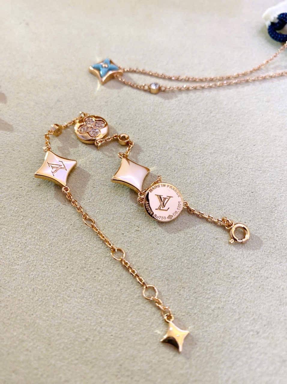 Khuyên Tai Louis Vuitton Color Blossom Sun BB Ear Stud Yellow Gold and Amazonite 9